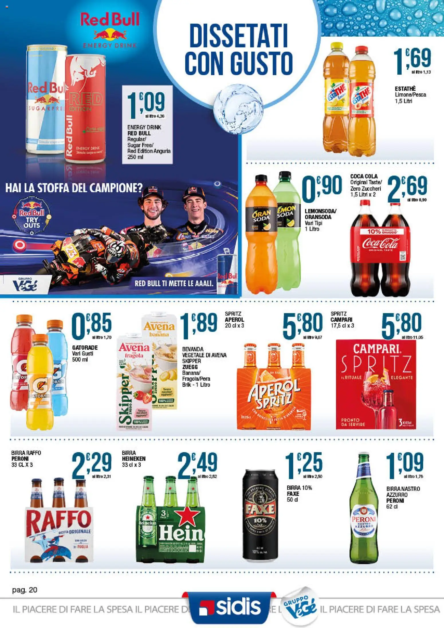 Volantino Sidis del 15.06.2026 | Pagina: 20 | Prodotti: Birra, Anguria, Red Bull, Heineken