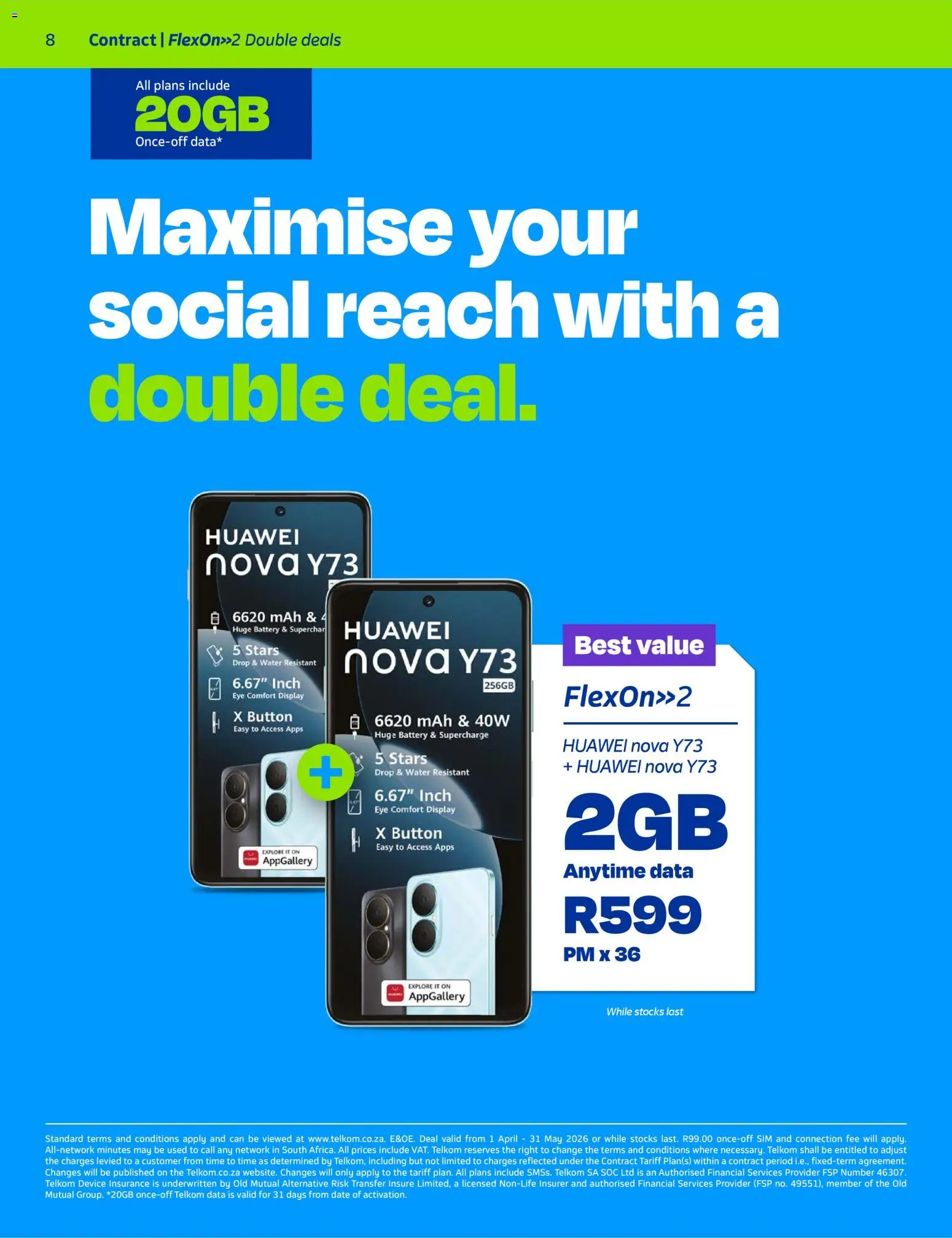 New Telkom catalogue – valid from 01.04.2026 | Page: 8 | Products: Data, Sim, Battery, Water