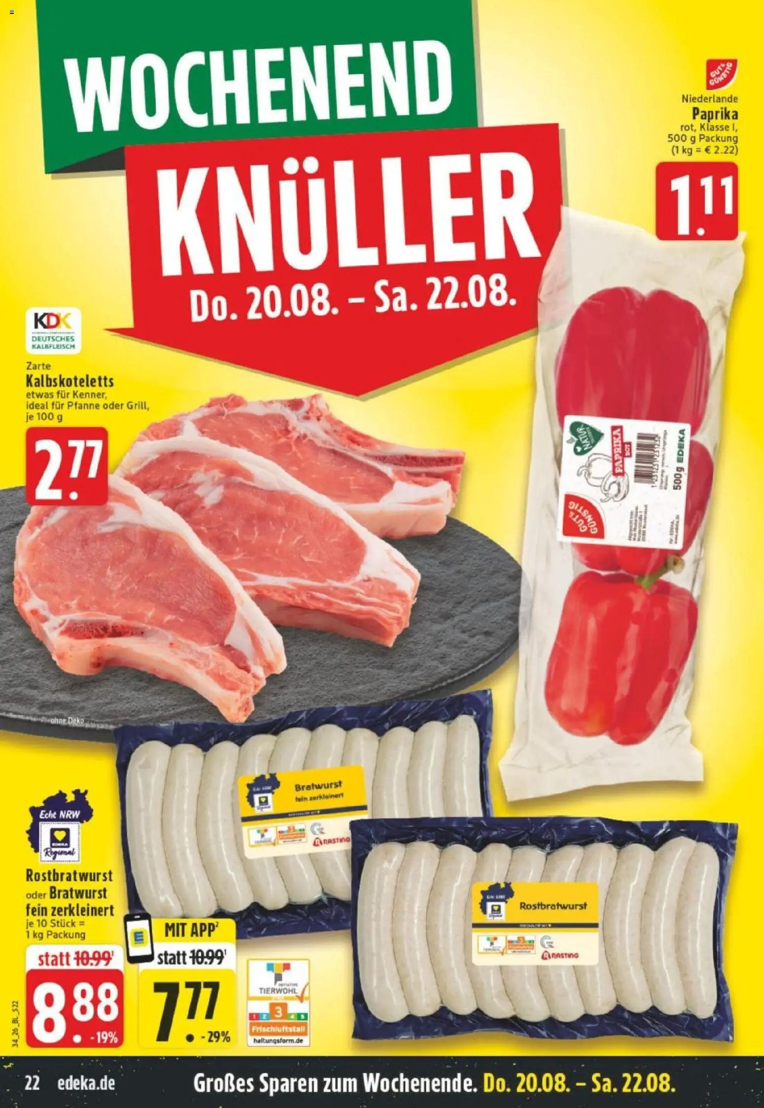 Edeka Prospekt Dortmund – gültig ab 17.08.2026 | Seite: 22 | Produkte: Bratwurst, Paprika