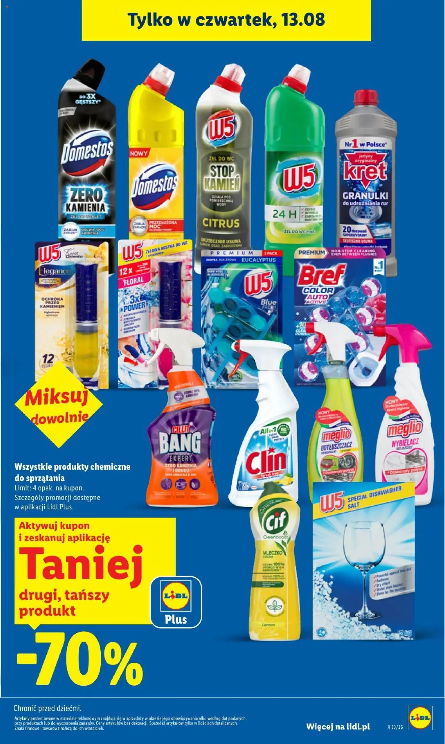 Lidl gazetka od 12.08.2026 | Strona: 13 | Produkty: Meglio, Cleaner, Kostka do WC, Żel do WC