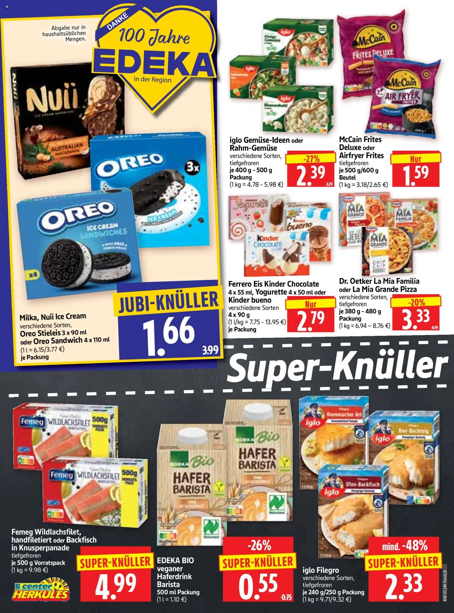 HERKULES Prospekt – gültig ab 29.06.2026 | Seite: 8 | Produkte: Kinder bueno, McCain, Haferdrink, Pizza