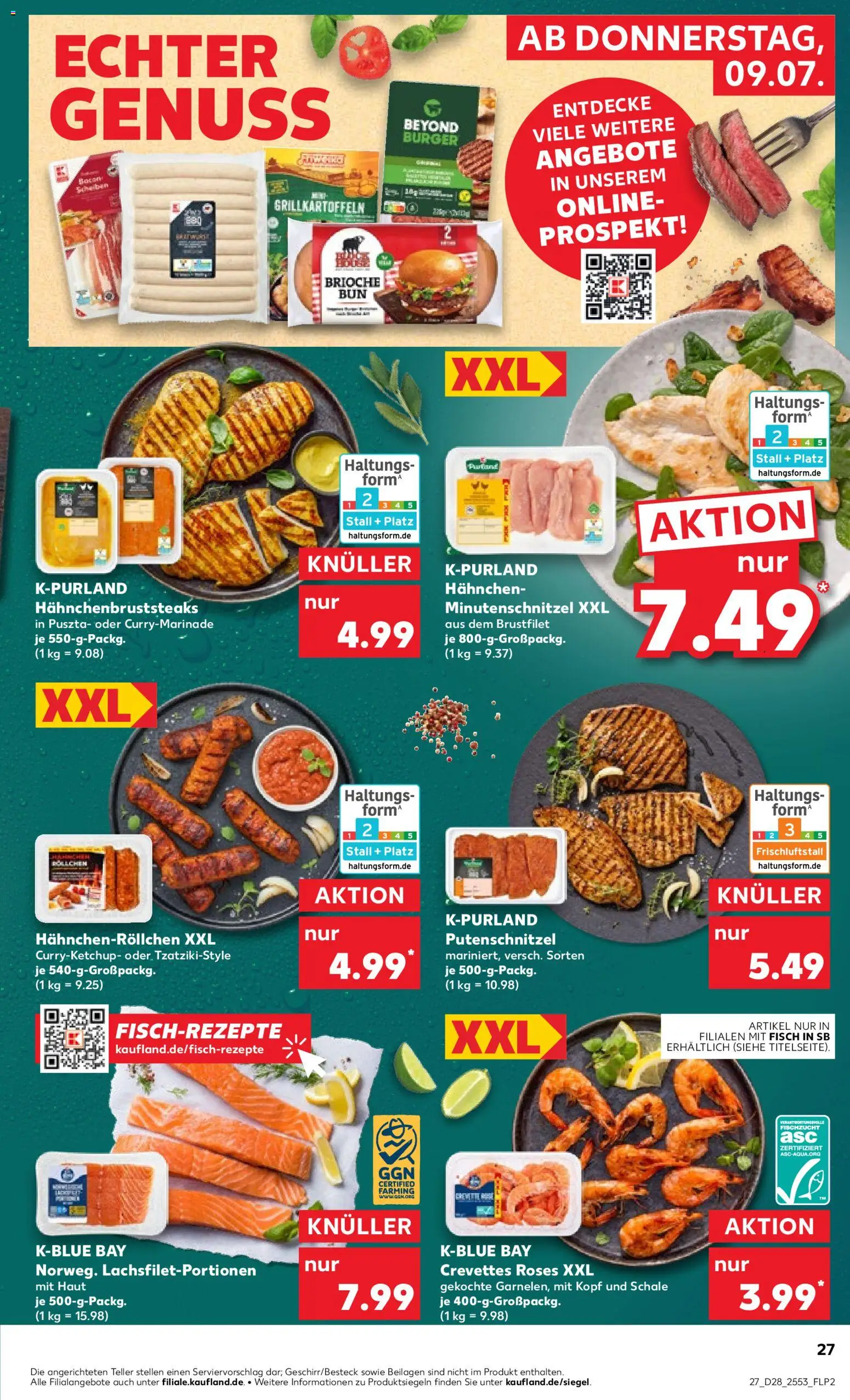 Kaufland Prospekt Hannover – gültig ab 09.07.2026 | Seite: 27 | Produkte: Hahnchen, Burger, Fisch, Putenschnitzel