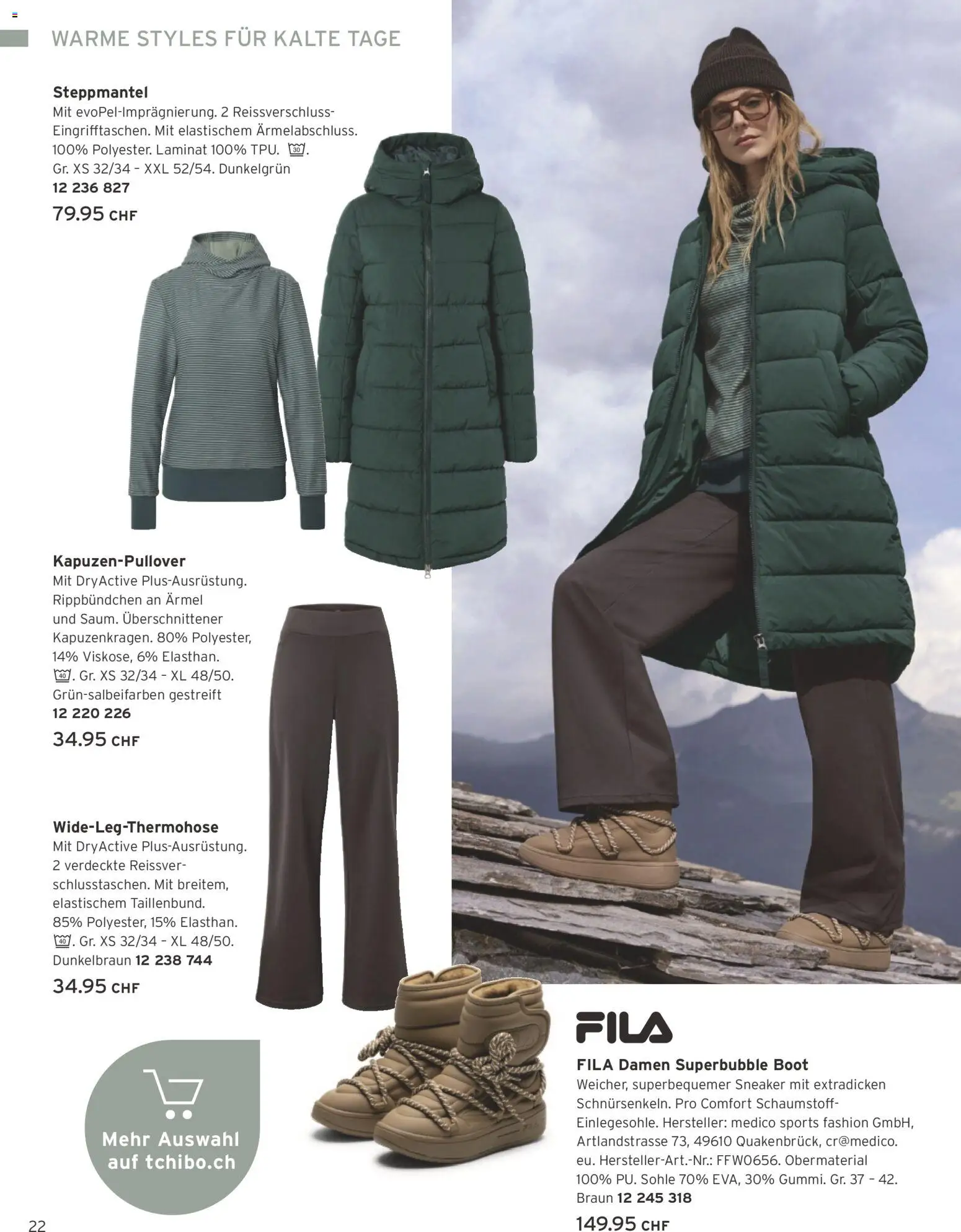 Tchibo aktionen Warme Styles – gültig ab 01.11.2026 | Seite: 22 | Produkte: Kapuzenpullover, Steppmantel