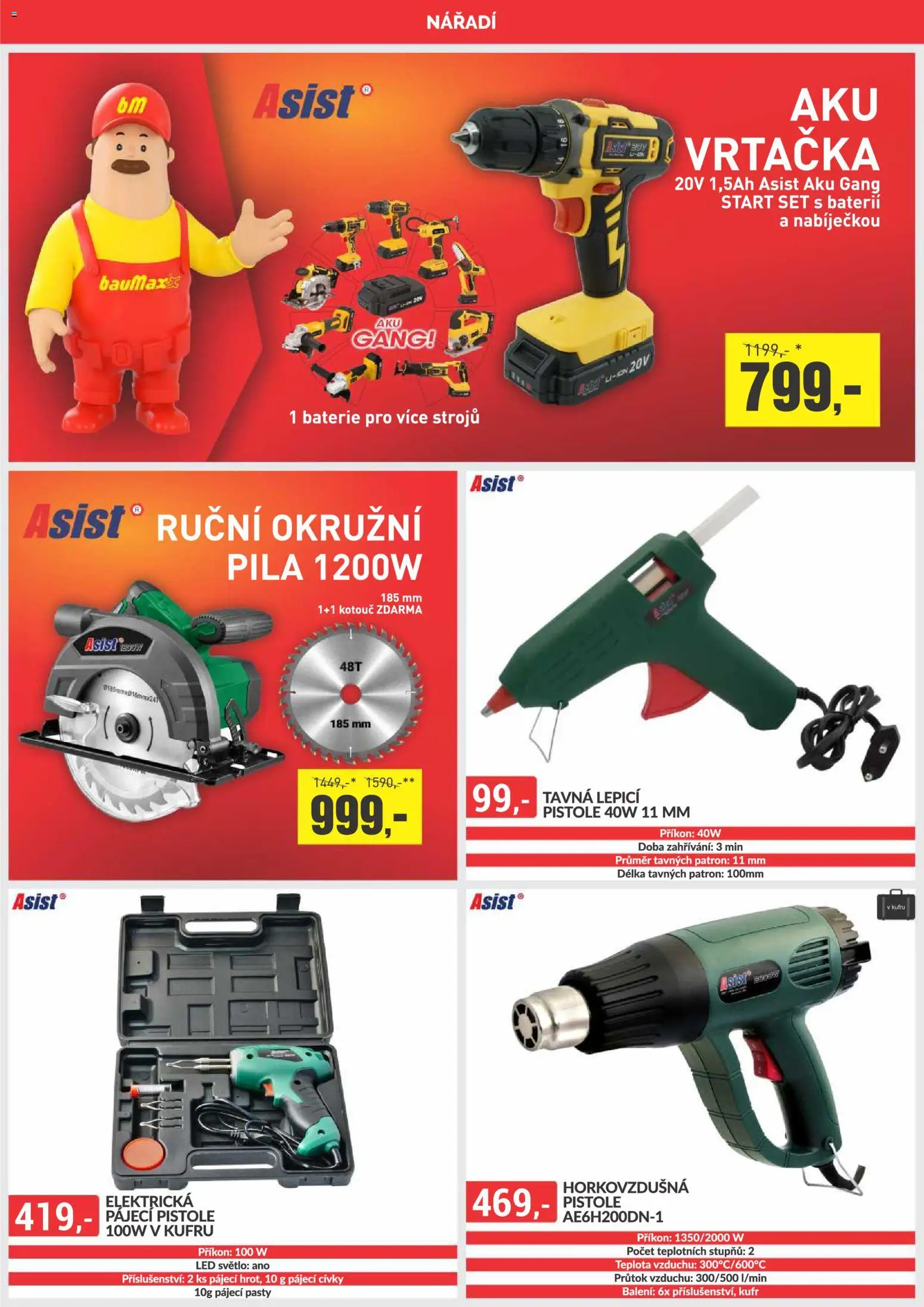 BAUMAX leták od 01.10.2026 | Strana: 19 | Produkty: Okružní pila, Kufr, Body, Pila