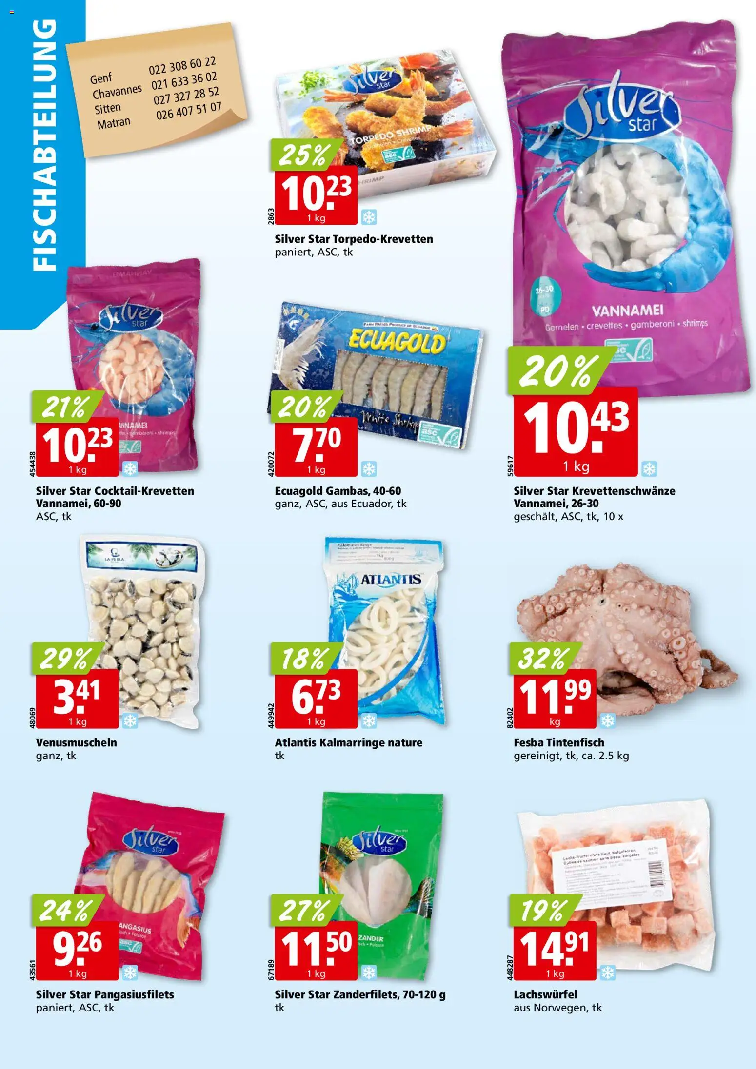 Aligro aktionen Chavannes, Matran, Genf, Sitten – gültig ab 19.10.2026 | Seite: 4 | Produkte: Garnelen, Tintenfisch, Lachs