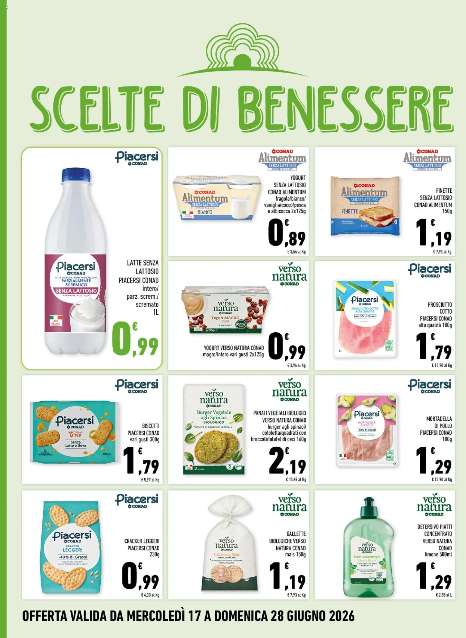 Volantino Conad del 17.06.2026 | Pagina: 8 | Prodotti: Yogurt senza lattosio, Yogurt, Latte senza lattosio, Miele
