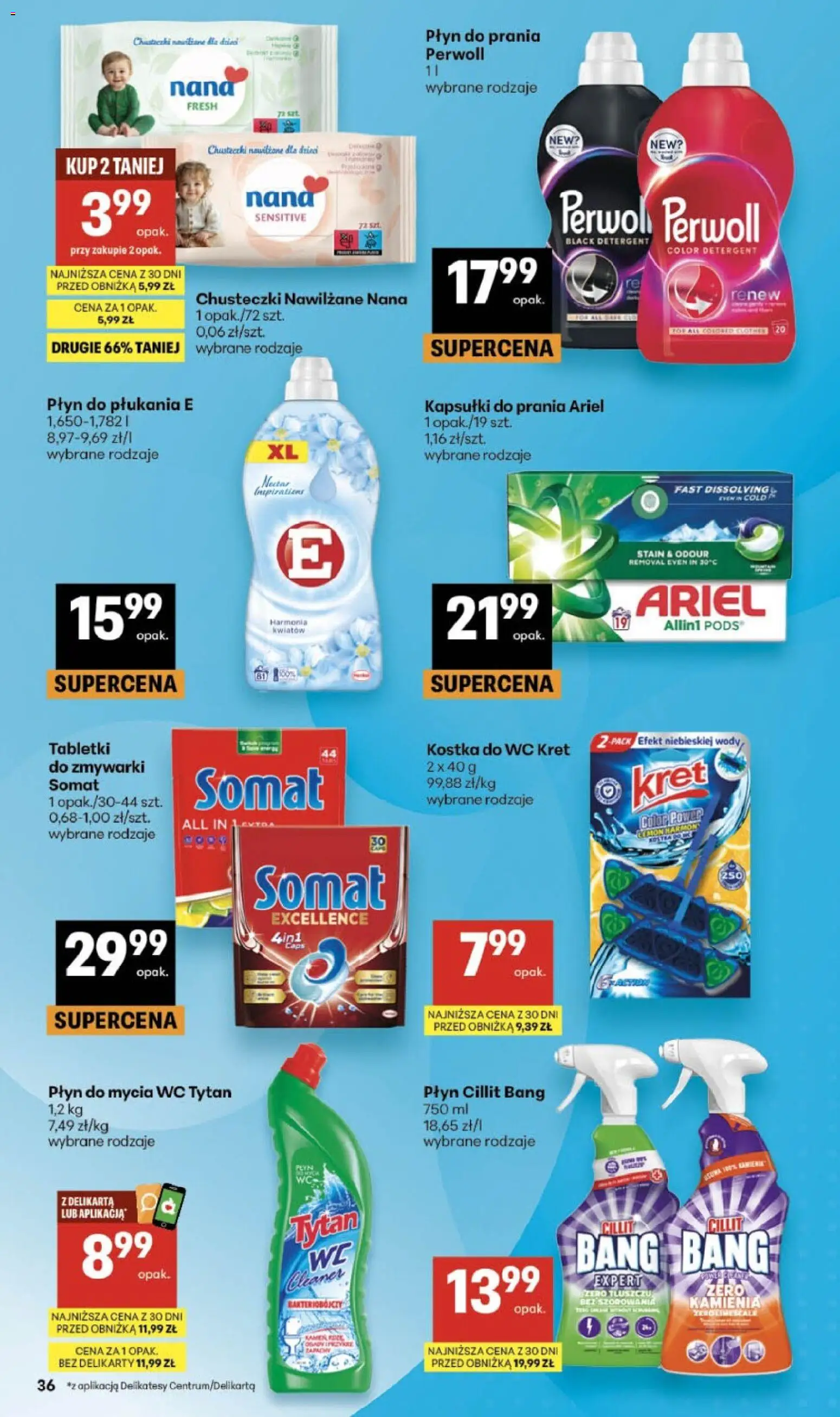 Delikatesy Centrum gazetka - Sklepy Własne od 02.07.2026 | Strona: 36 | Produkty: Płyn do prania Perwoll, Cleaner, Ariel, Kapsułki do prania