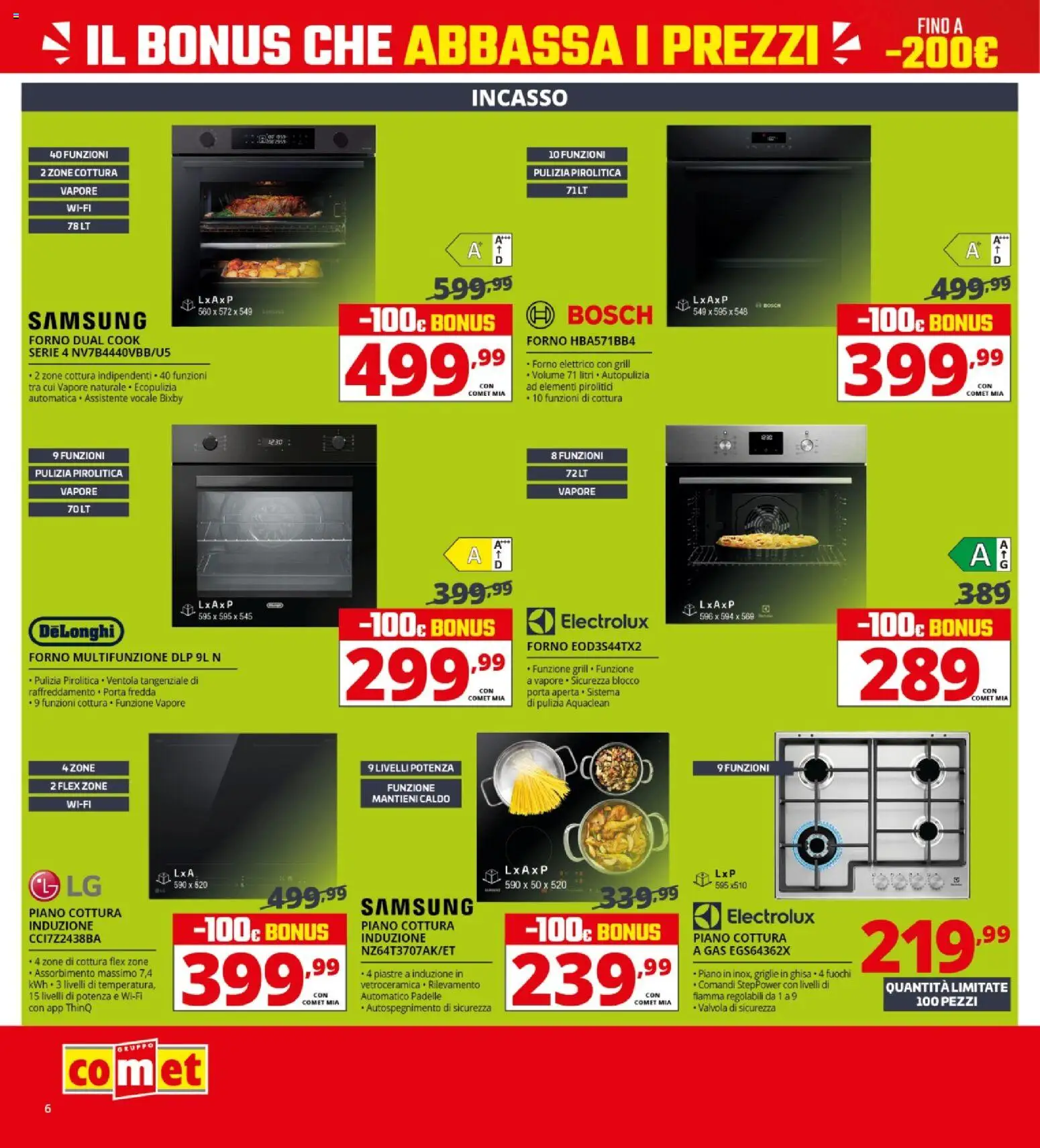 Volantino Comet del 09.04.2026 | Pagina: 6 | Prodotti: Piano cottura, Forno, Forno elettrico, Samsung