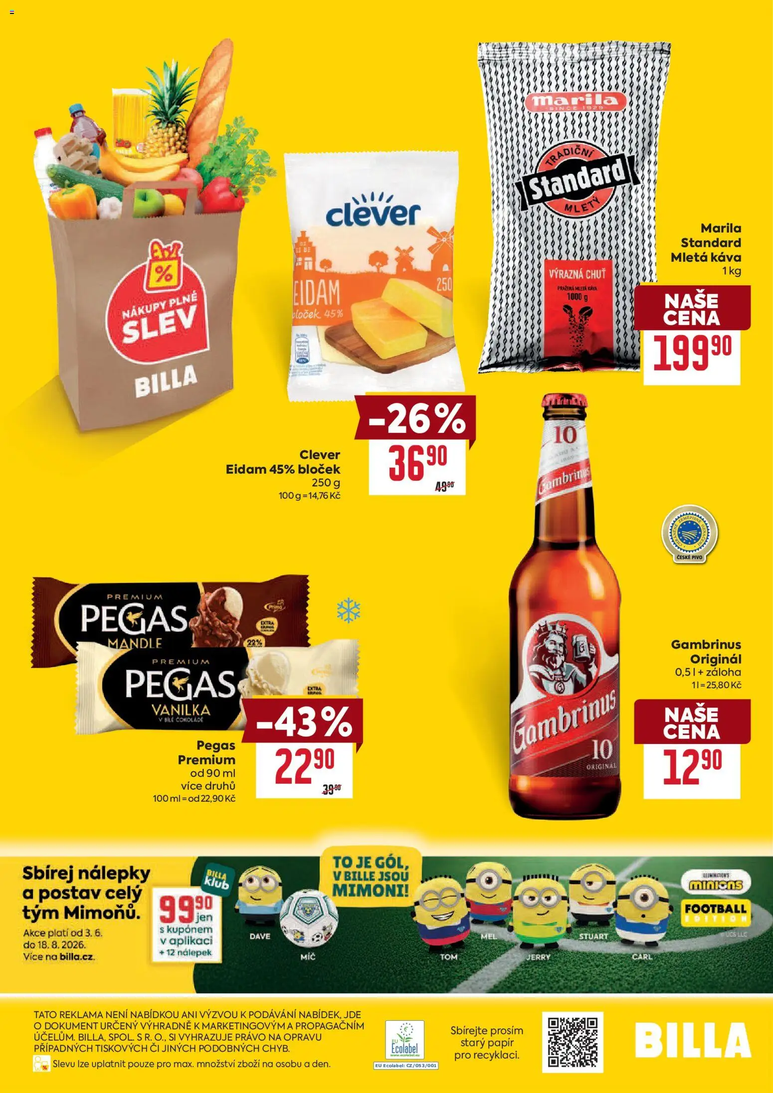 Billa leták - Speciální nabídka od 17.06.2026 | Strana: 2 | Produkty: Eidam, Mimoni, Mandle, Mletá káva