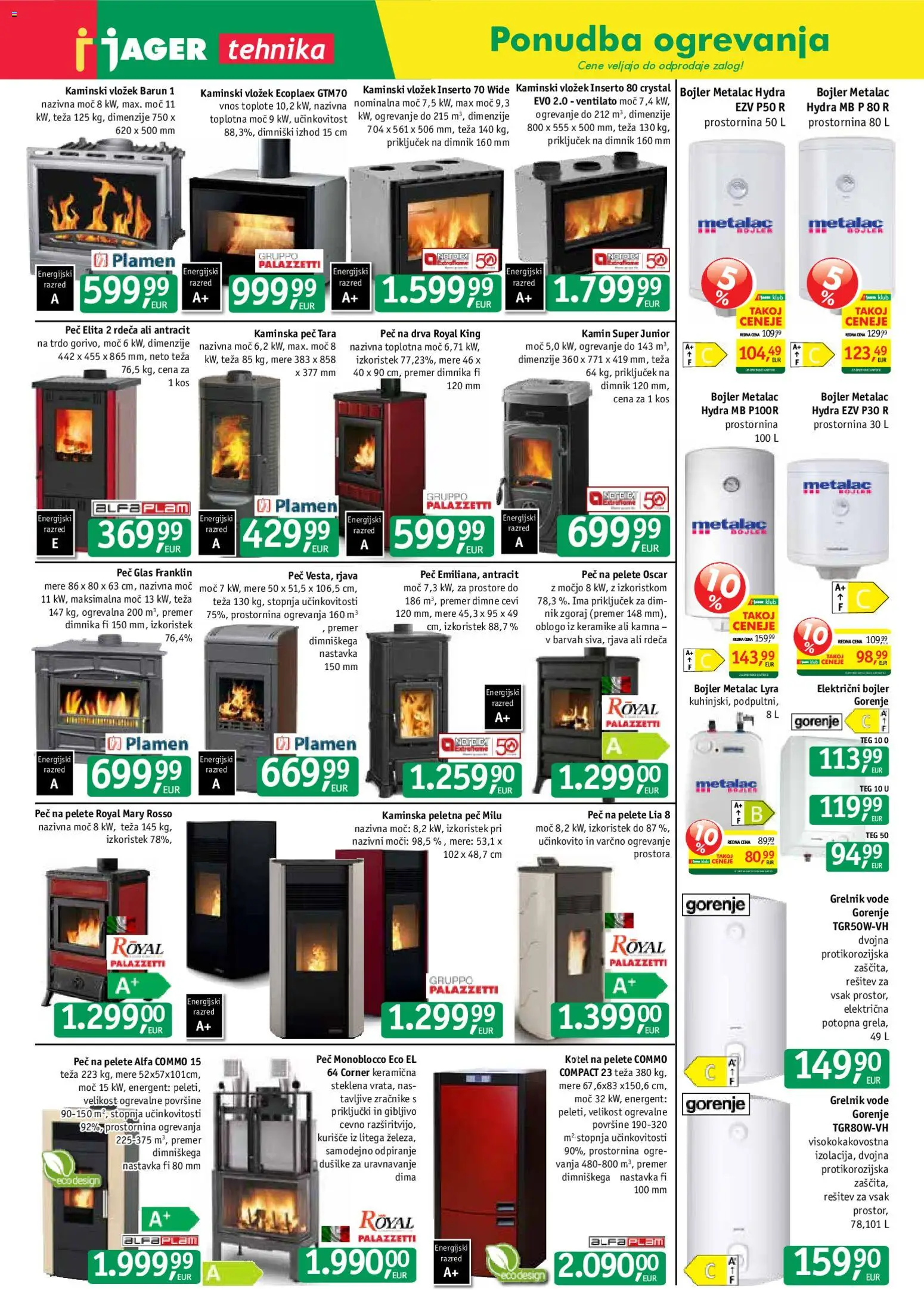 Novi Jager katalog ponudbe – veljaven od 26.08.2026 | Stran: 5 | Izdelki: Teza, Kos, Grelnik vode