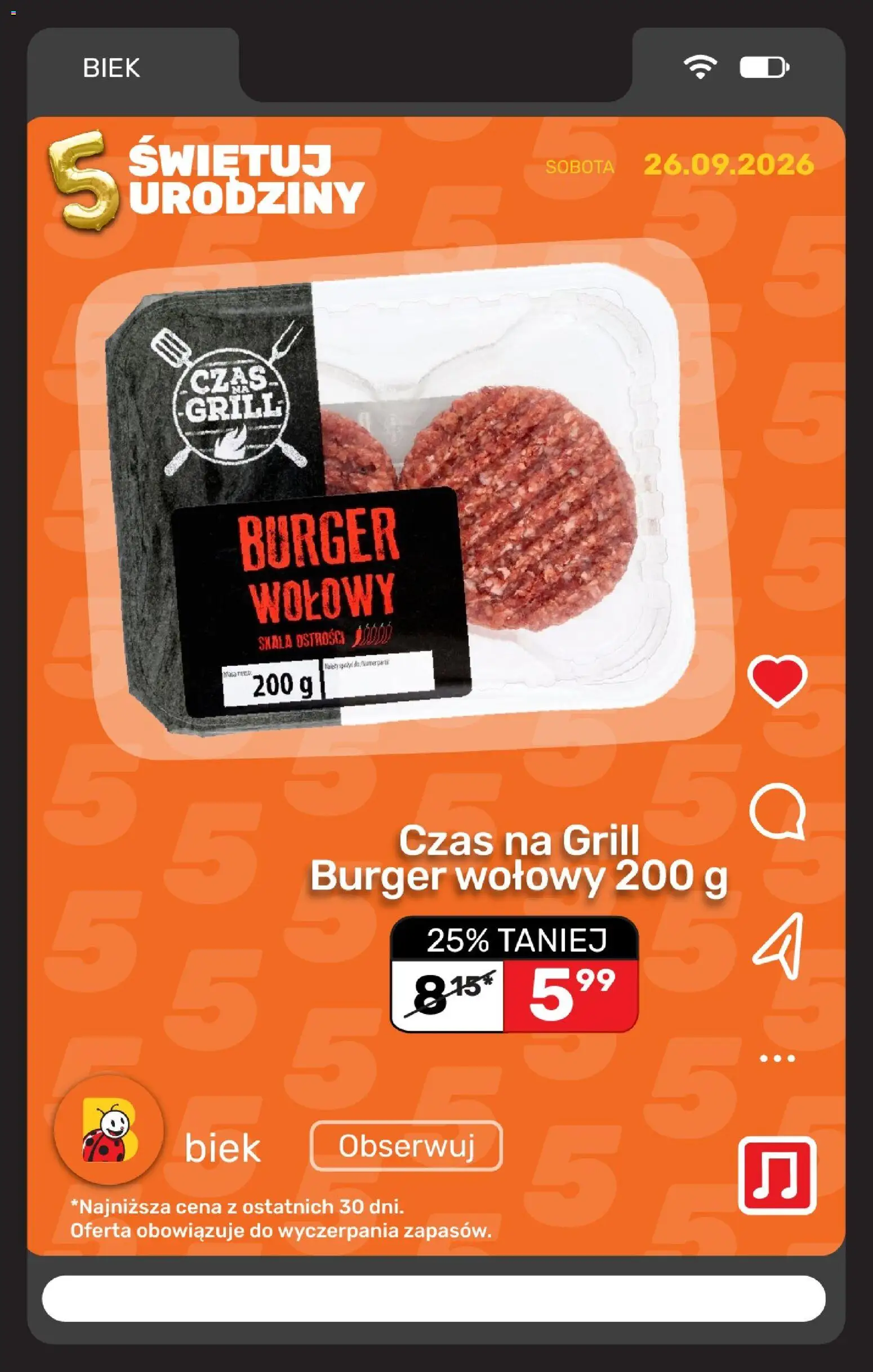 Biedronka gazetka - Biek od 26.09.2026 | Strona: 8 | Produkty: Burger wołowy, Grill, Burger