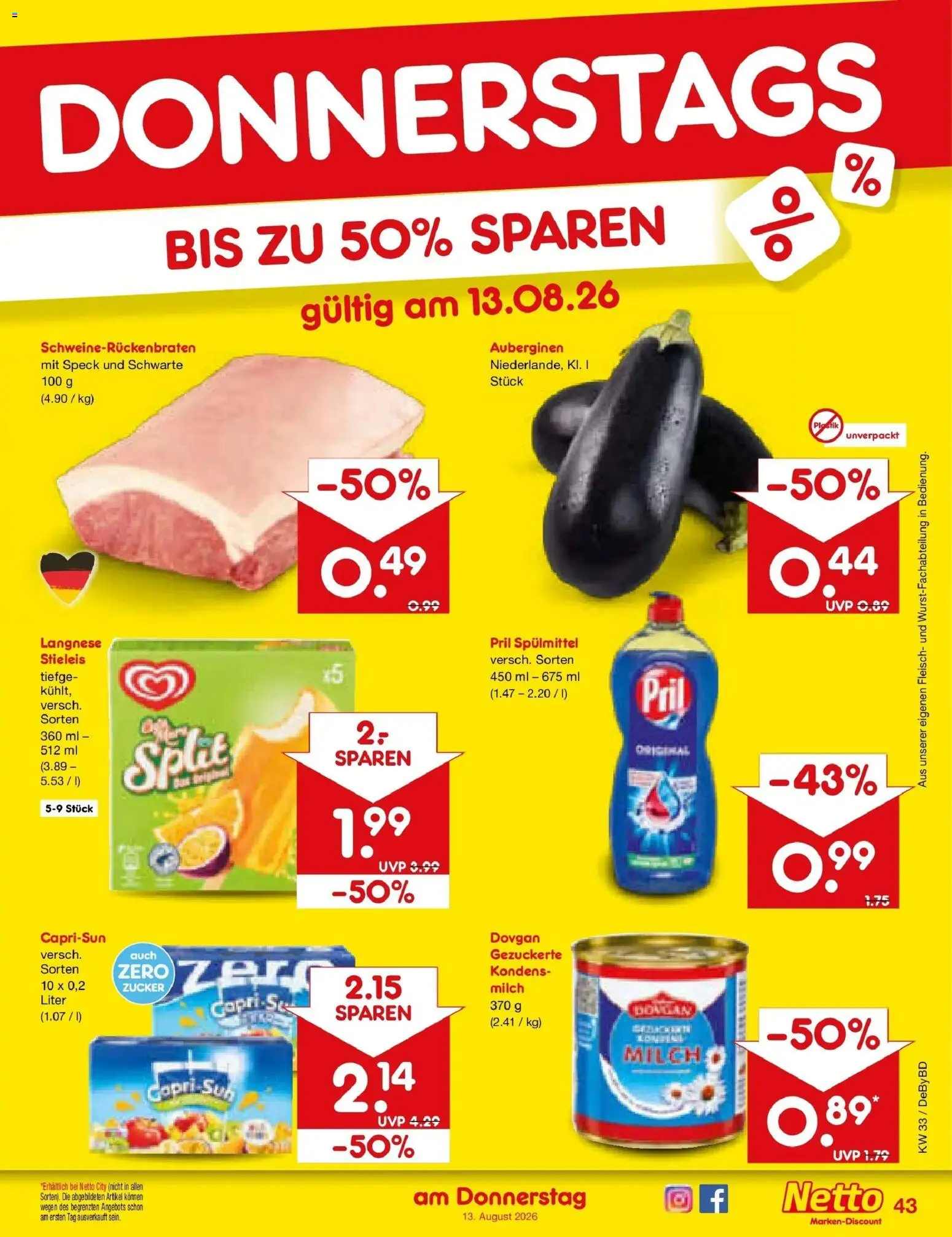 Netto Marken-Discount Prospekt Buttenwiesen – gültig ab 10.08.2026 | Seite: 59 | Produkte: Milch, Zucker, Pril, Fleisch