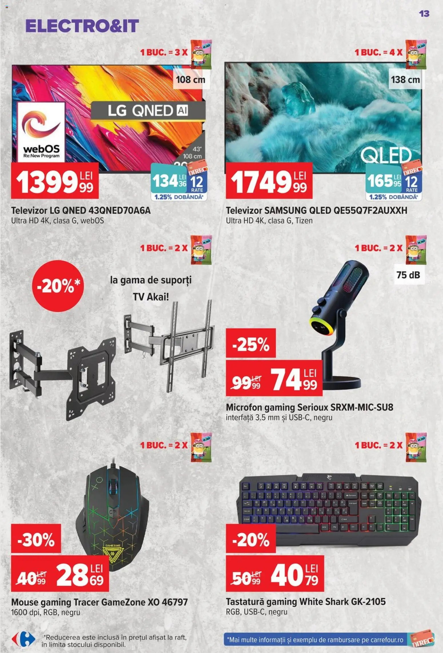 Noul catalog Carrefour – valabil de la 23.09.2026 | Pagină: 13 | Produse: Mouse, Tastatură, Televizor, Microfon