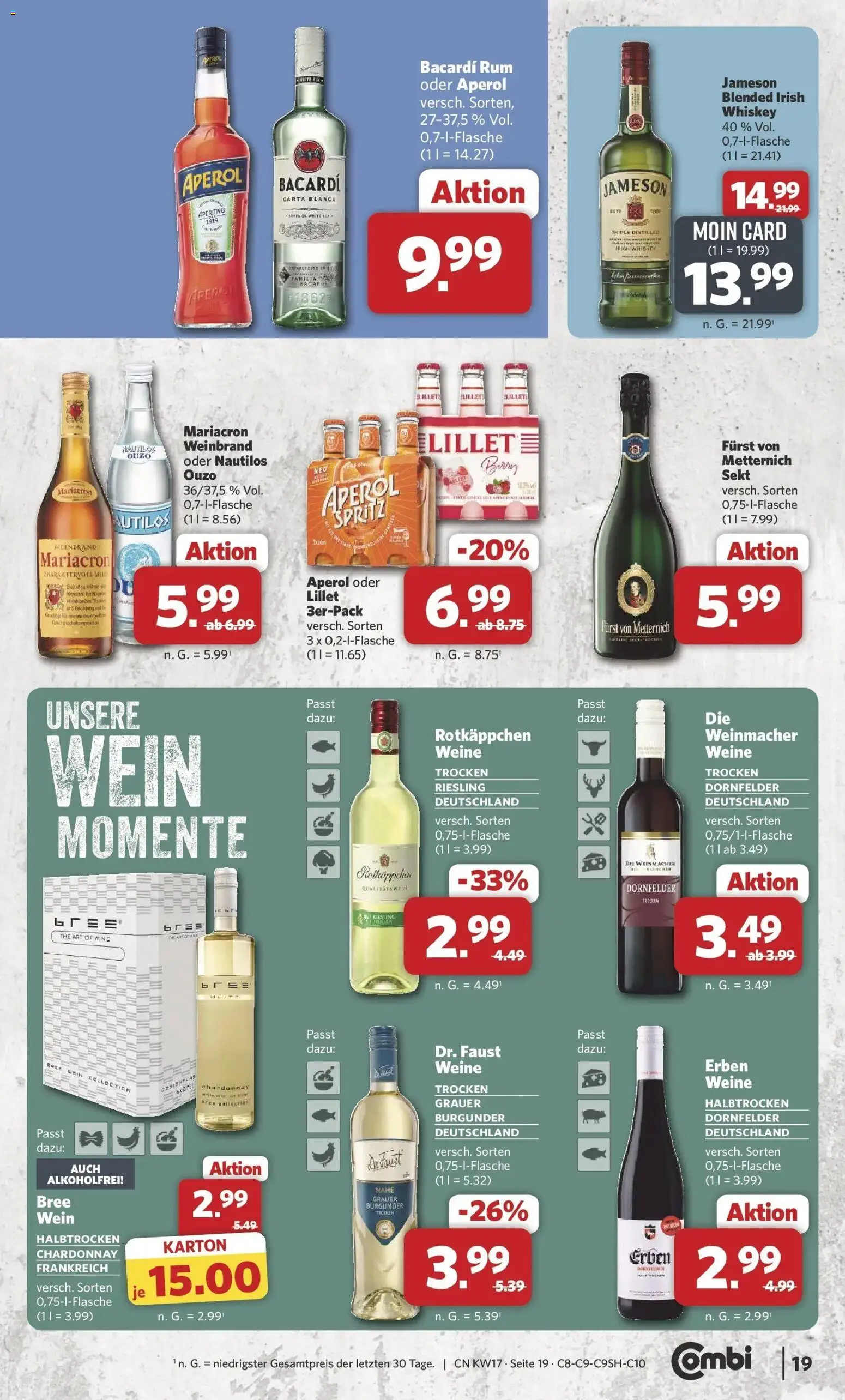 Combi Prospekt Detmold – gültig ab 20.04.2026 | Seite: 21 | Produkte: Furst von metternich, Ouzo, Sekt, Lillet