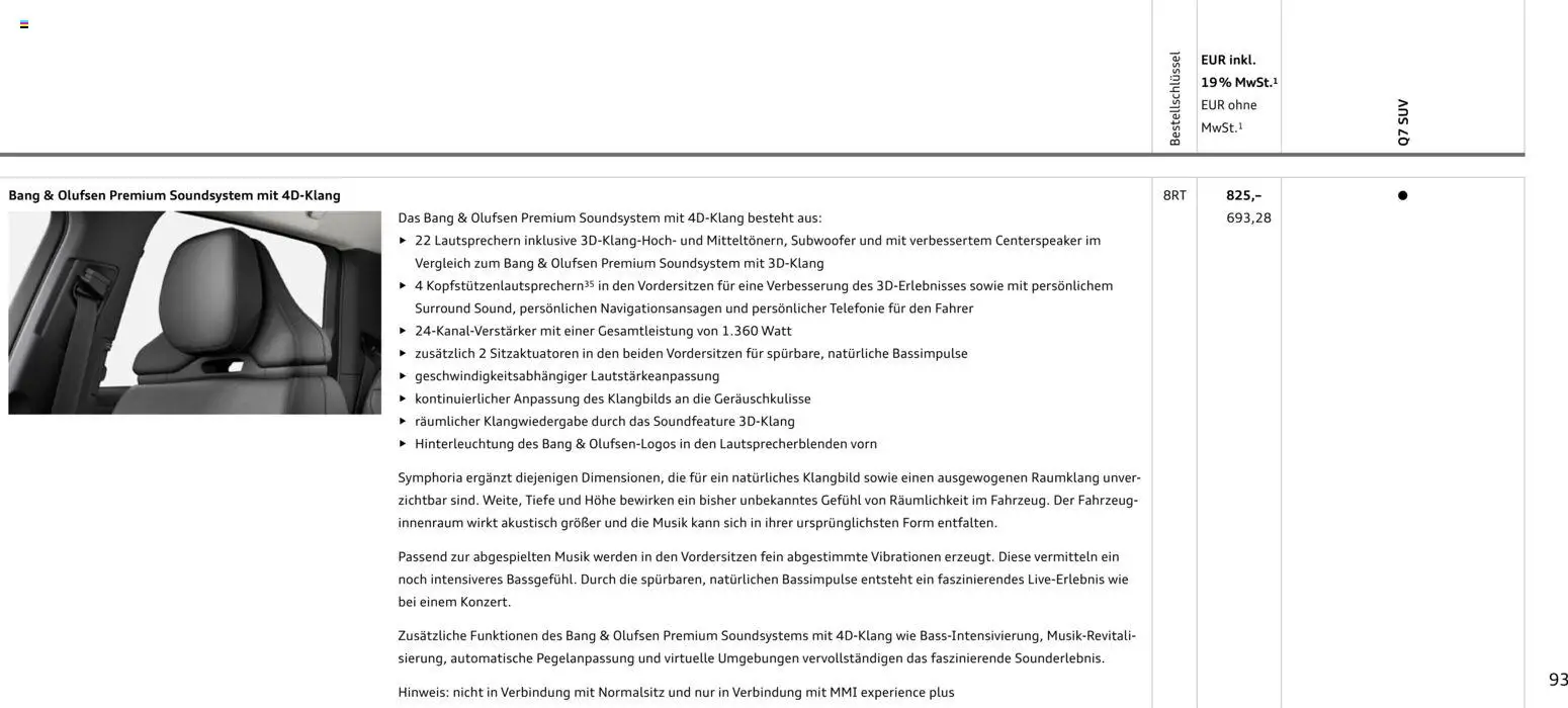 Audi Q7 – gültig ab 23.06.2026 | Seite: 93 | Produkte: Soundsystem