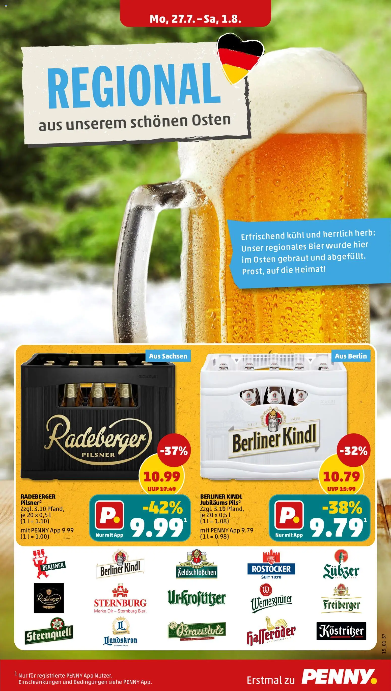 Penny Prospekt – gültig ab 27.07.2026 | Seite: 21 | Produkte: Bier, Pils, Wernesgruner, Radeberger pilsner