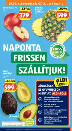 KORONA NÉLKÜLI ANANÁSZ, KORONA NÉLKÜLI ANANÁSZ, /kg, 599 Ft/kg, 865552 - amely érvényes a következő dátumtól: 2026.07.09. | Oldal: 9
