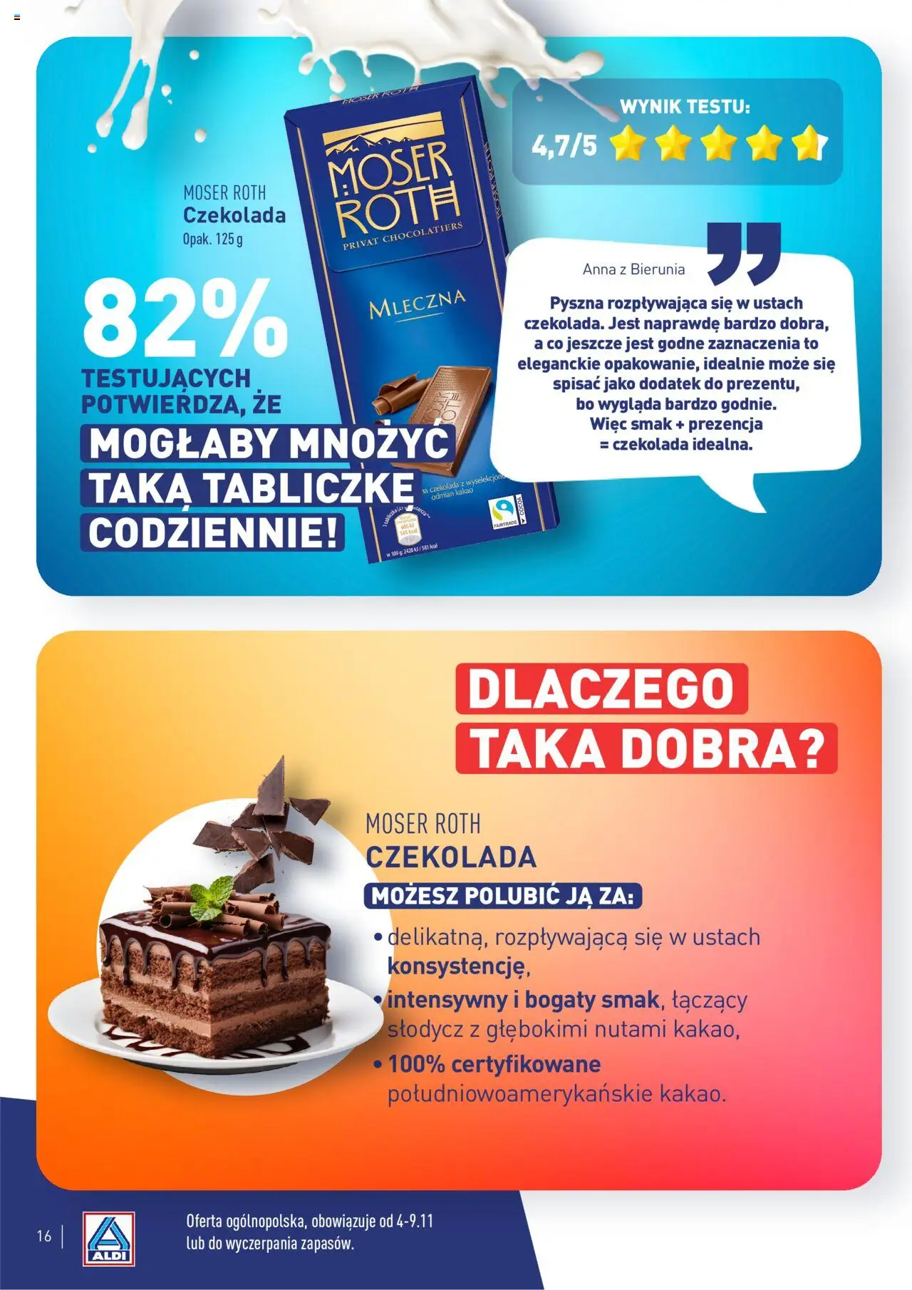 Aldi Gazetka - Wielki test od 04.11.2024 | Strona: 16 | Produkty: Kakao, Czekolada, Słodycz
