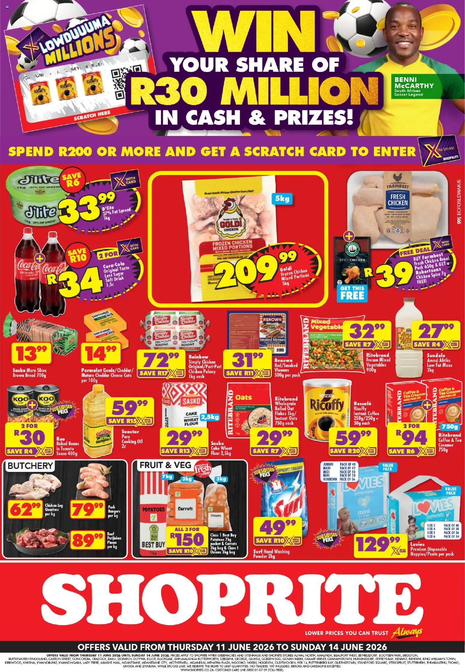 New Shoprite catalogue – valid from 11.06.2026 | Page: 1 | Products: Baked beans, Coffee, Polony, Carrots