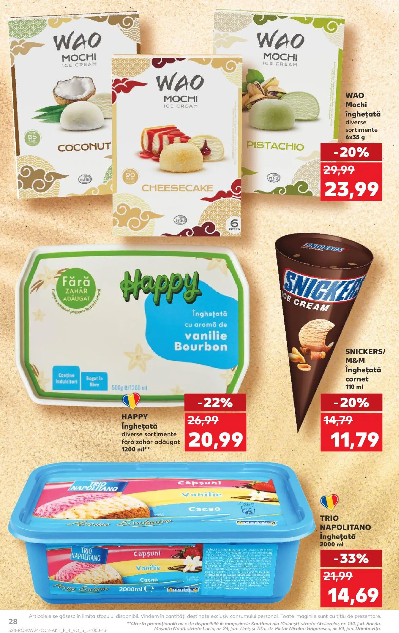 Noul catalog Kaufland – valabil de la 10.06.2026 | Pagină: 28 | Produse: Căpșuni, Cacao, Înghețată, Zahăr
