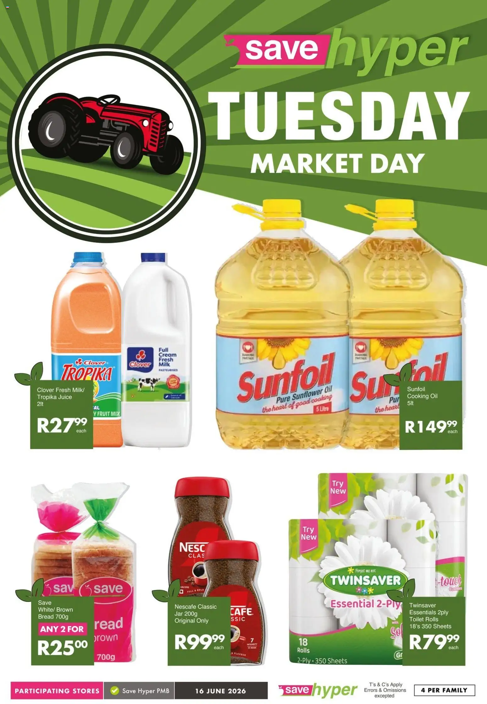 New Save catalogue – valid from 16.06.2026 | Page: 2 | Products: Toilet, Milk, Oil, Fruit
