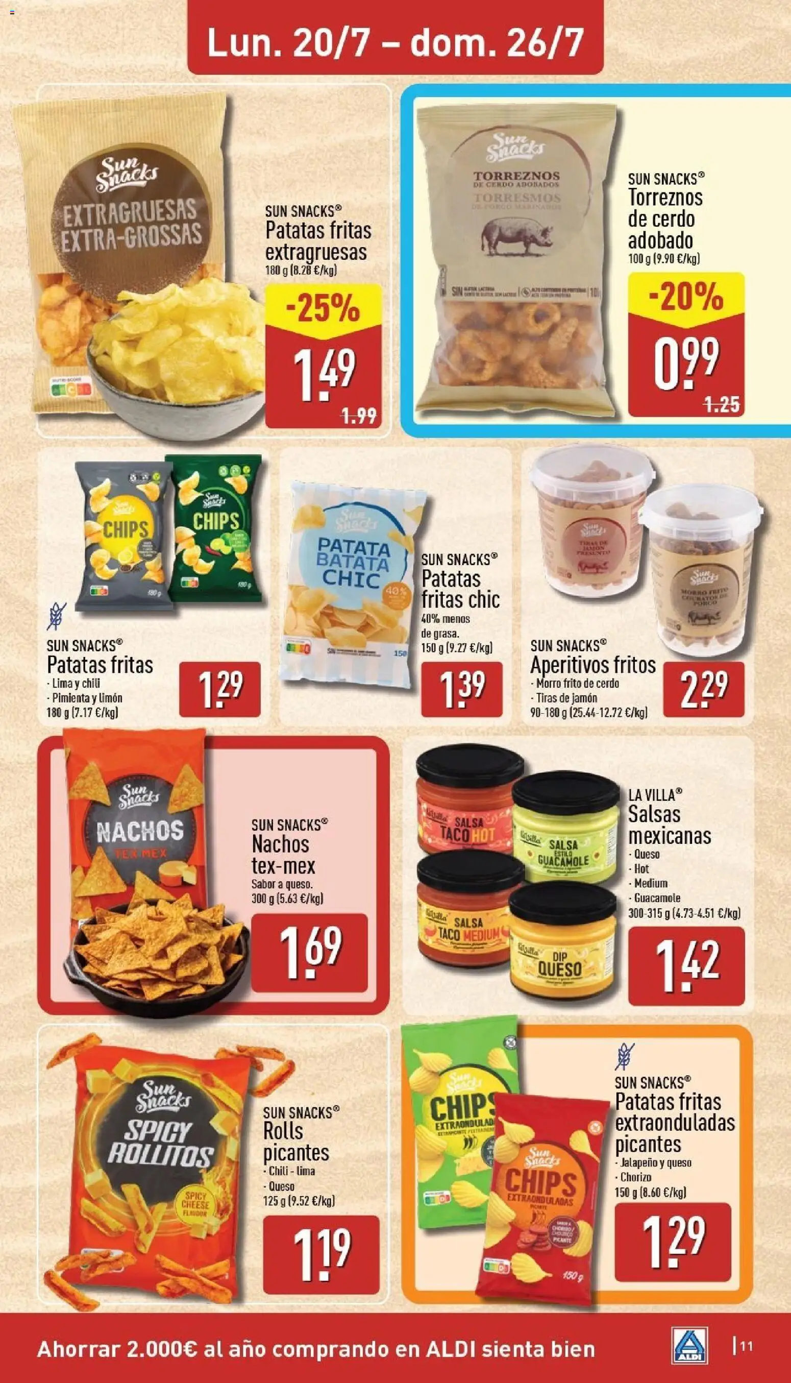 Aldi folleto Península │ válido desde el 20/07/2026 | Página: 11 | Productos: Salsas, Cerdo, Patatas, Patatas fritas