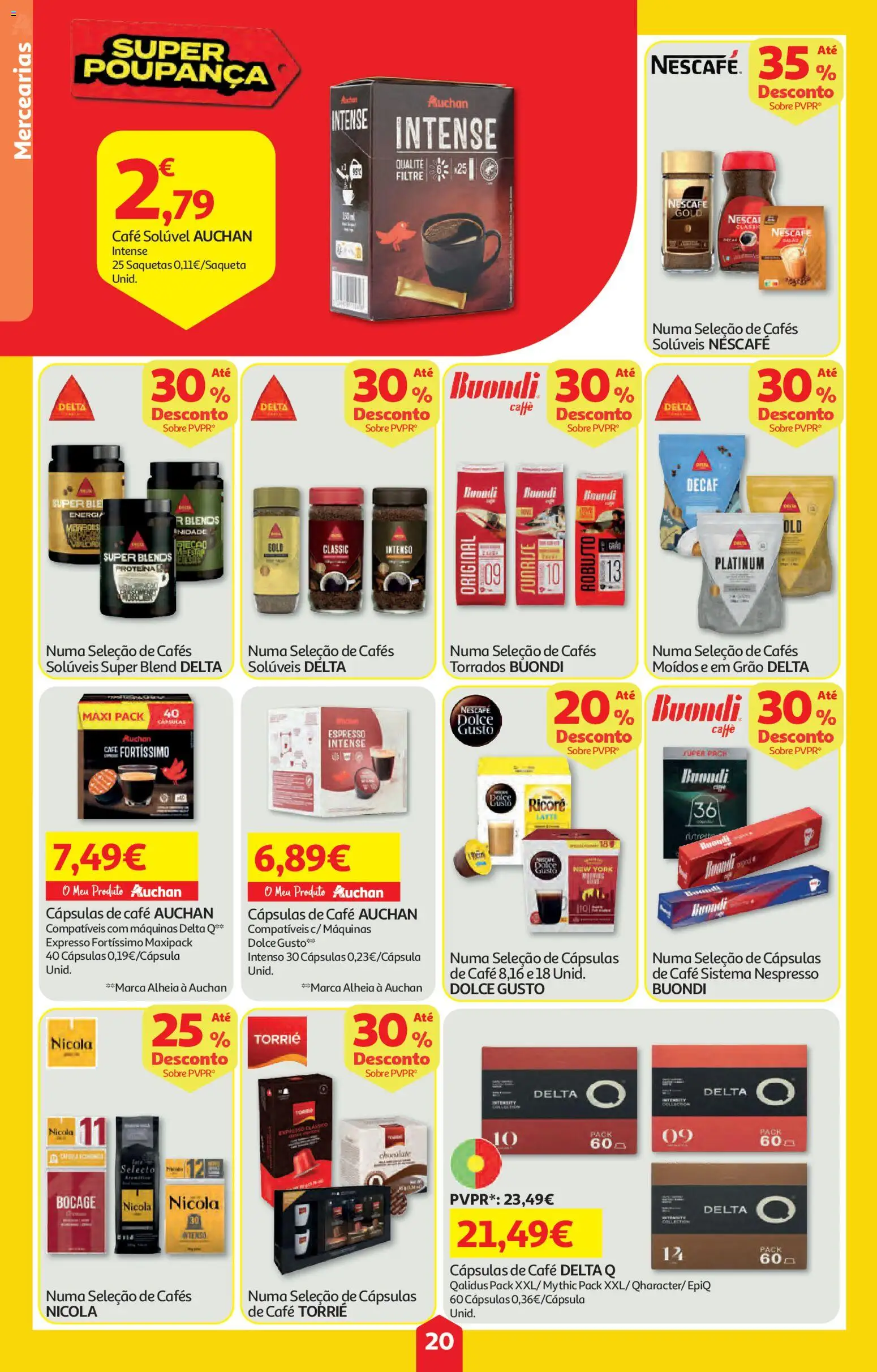Auchan folheto │ válido de 09/07/2026 | Página: 20 | Produtos: Delta q, Café, Chocolate, Dolce gusto