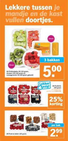 BLAUWE BESSEN AMANDELEN GEDROOGDE ANANAS, AH Fruit & noten 100 gram - Voorbeeld van een folder van Albert Heijn, geldig van 18.05.2026 | Pagina: 19 | Producten: Kész piskótalap, Festék, Fruit, Frambozen