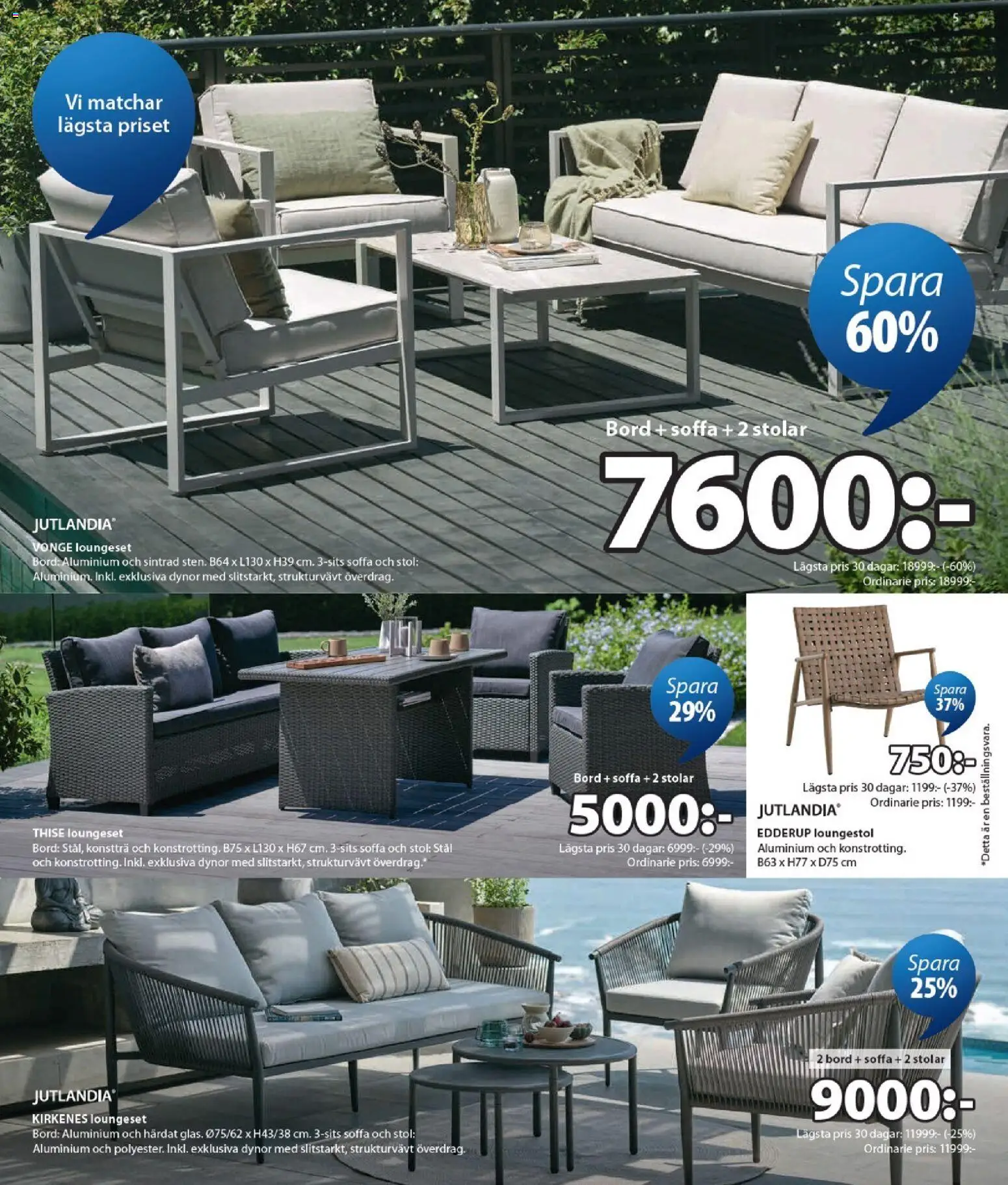 JYSK reklamblad aktuell från 29/06/2026 | Sida: 5 | Produkter: Dynor, Soffa, Bord, Stol