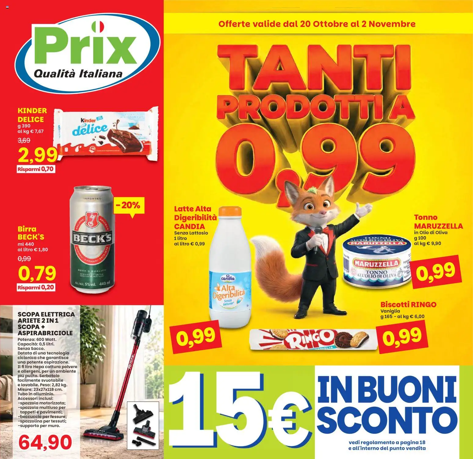 Volantino Prix del 20/10/2026 | Pagina: 1 | Prodotti: Biscotti, Olio, Scopa, Olio di Oliva