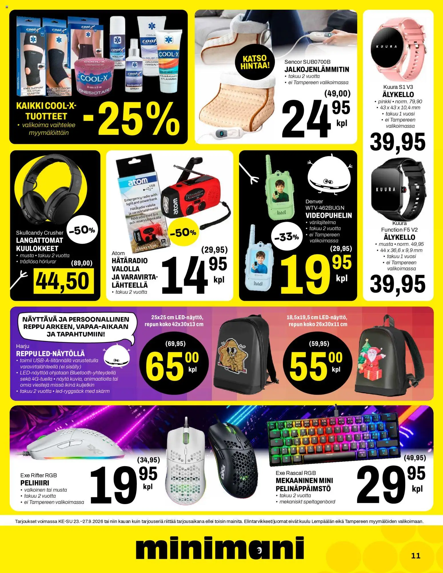 Minimani tarjoukset – voimassa 23/09/2026 alkaen | Sivu: 11 | Tuotteet: Älykello, Reppu, Powerbank, Radio