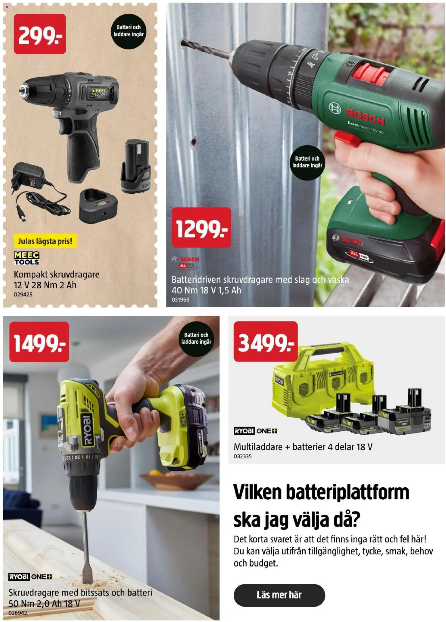 Jula reklamblad aktuell från 22/10/2026 | Sida: 39 | Produkter: Batterier, Skruvdragare, Ryobi, Laddare