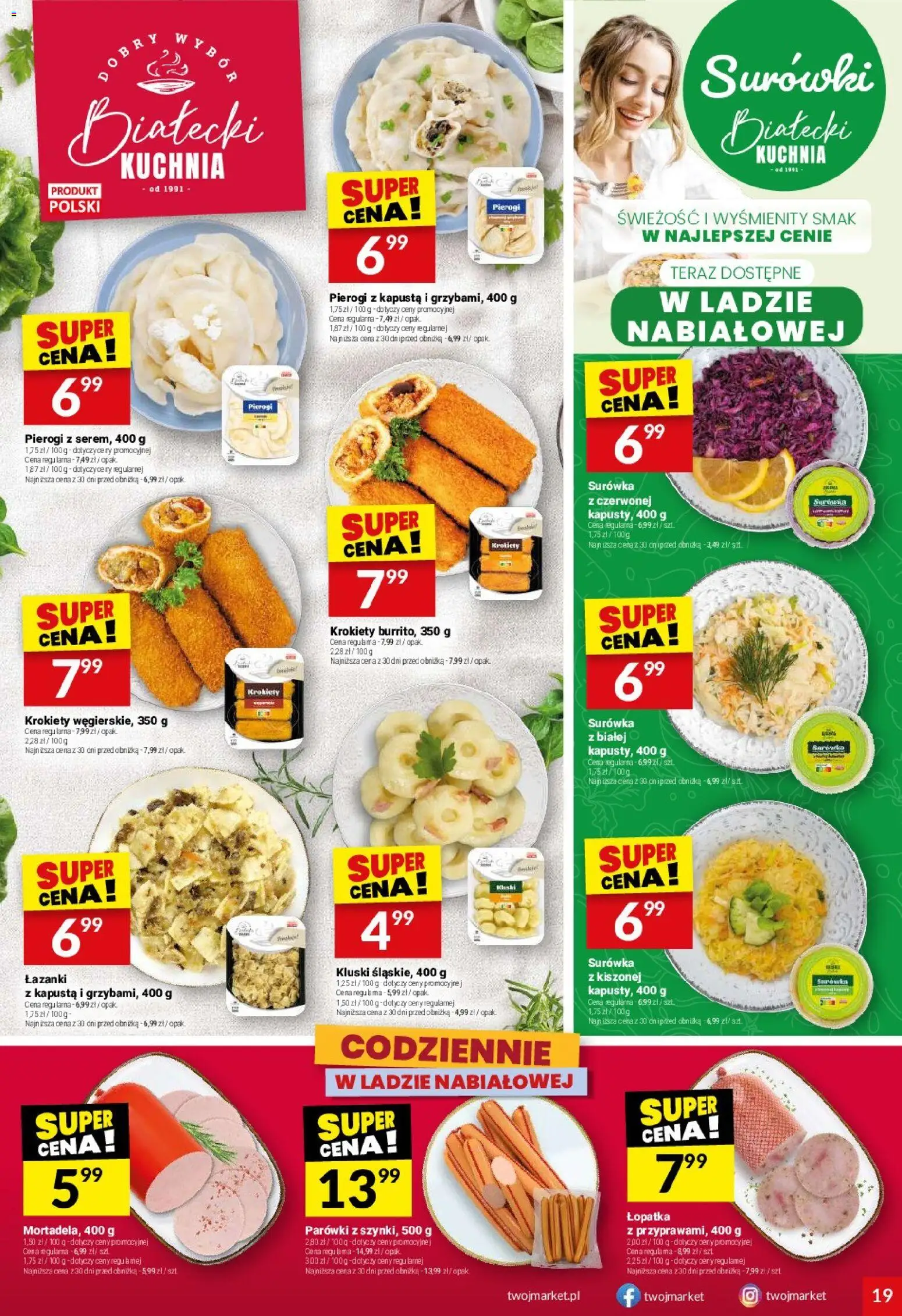 Twój Market gazetka od 14.10.2026 | Strona: 19 | Produkty: Pierogi, Parówki, Surówka, Kluski