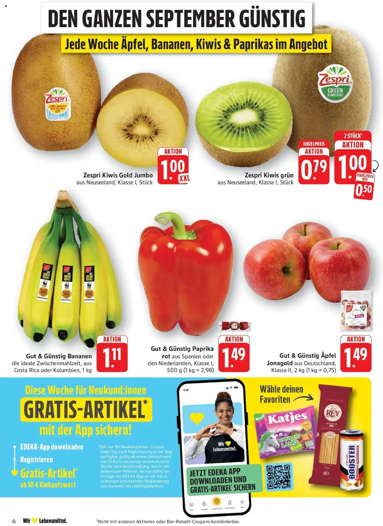 Edeka Prospekt Bad Bergzabern (ab 07.09.2026) » Angebote Online | Seite: 6 | Produkte: Katjes, Äpfel, Bananen, Paprika