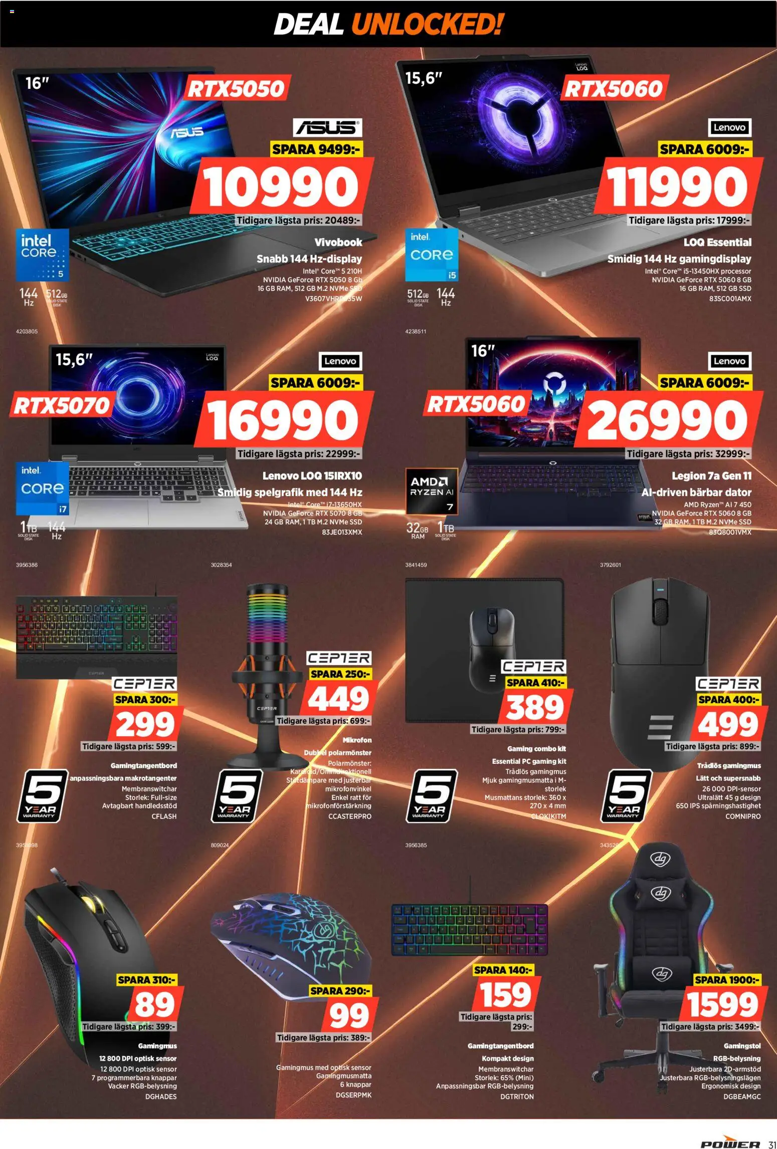 Power reklamblad aktuell från 17/08/2026 | Sida: 31 | Produkter: Gamingstol, Bärbar dator, PC, Dator