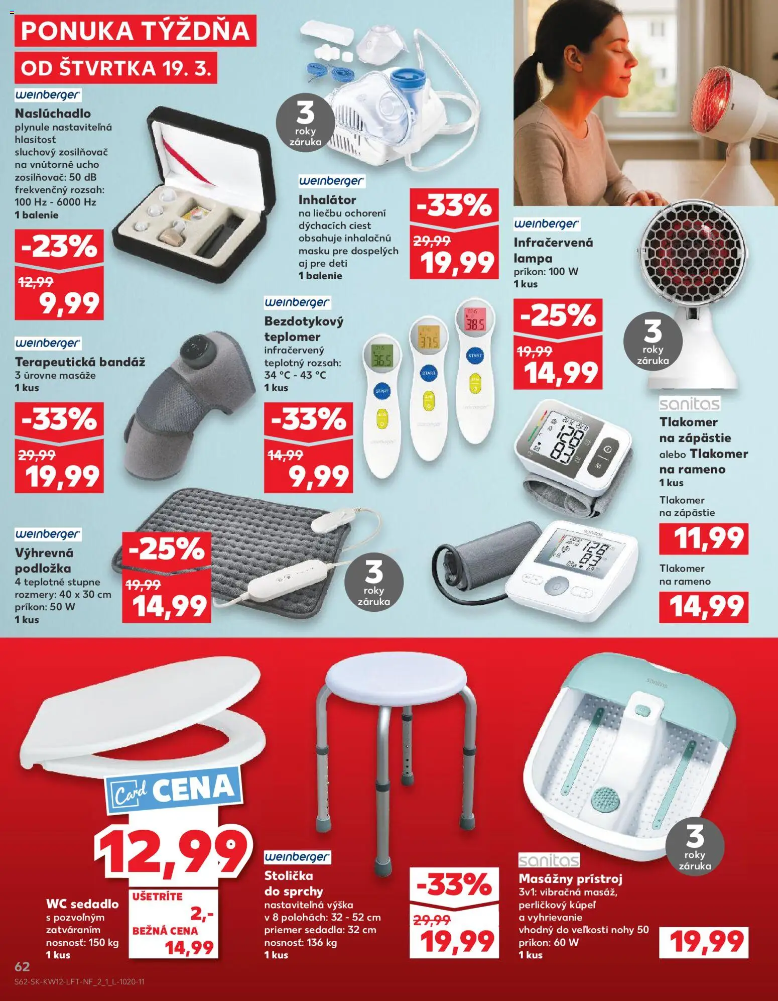 Nové Kaufland akcie – leták je platný od 19.03.2026 | Strana: 62 | Produkty: Monitor, Masážny prístroj, Lampa, Stolička do sprchy