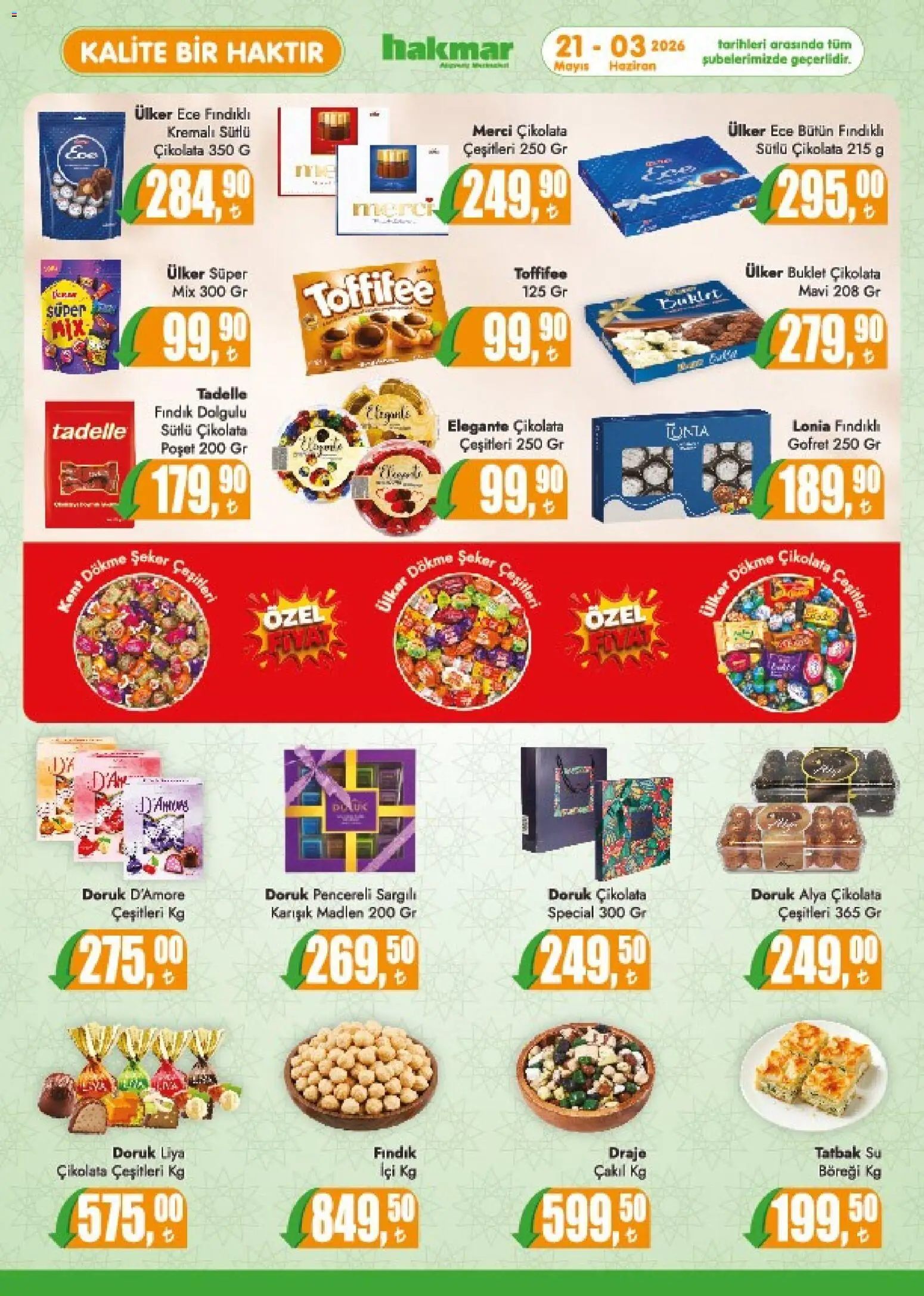 Hakmar Katalog - 21.05.2026 tarihinden itibaren geçerlidir | Sayfa: 2 | Ürünler: Gofret, Çikolata, Fındık, Su