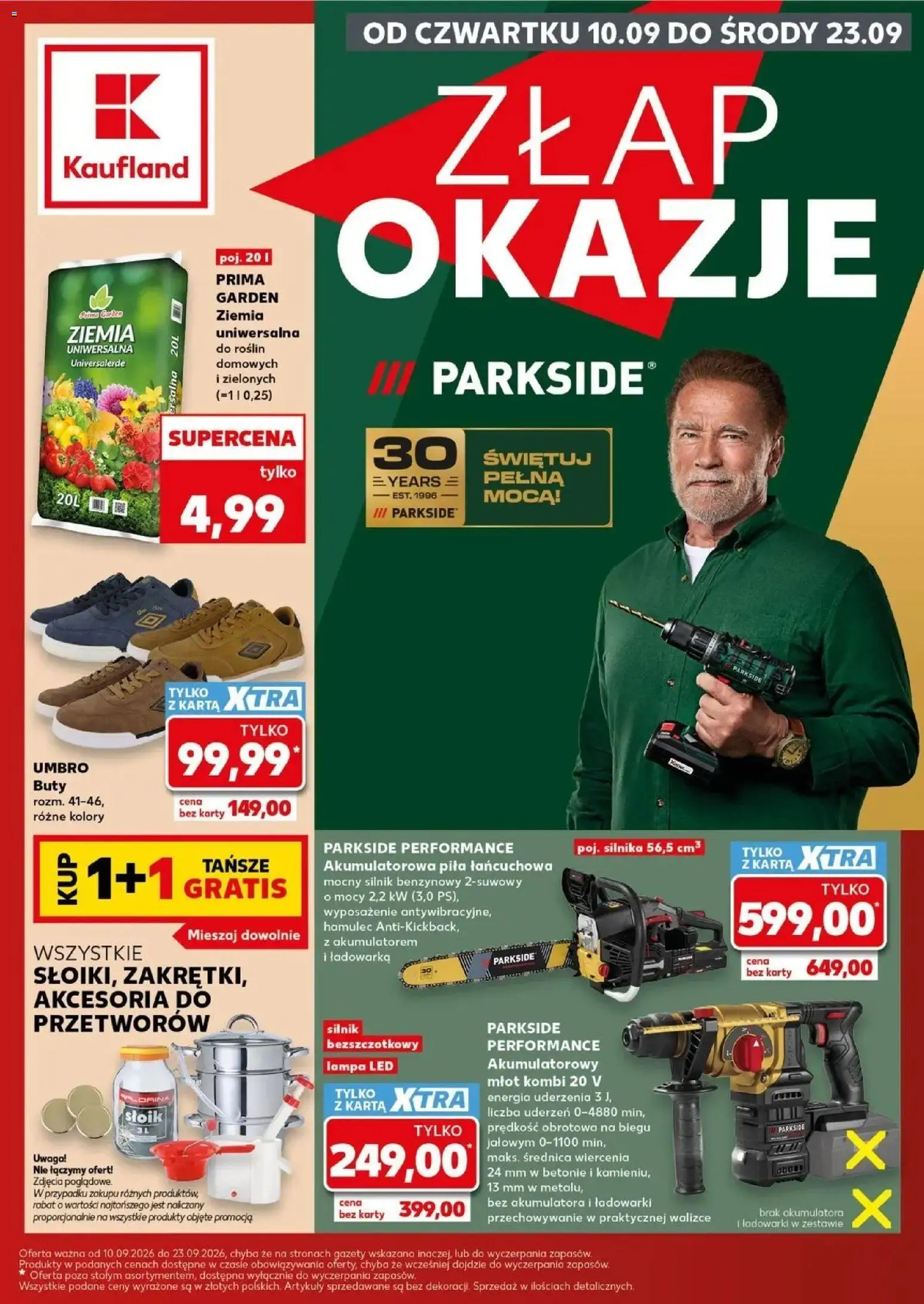 Kaufland gazetka - Złap Okazje od 10.09.2026 - od jutra PDF | Strona: 1 | Produkty: Karta, Buty, Akumulatorowa piła łańcuchowa, Lampa led