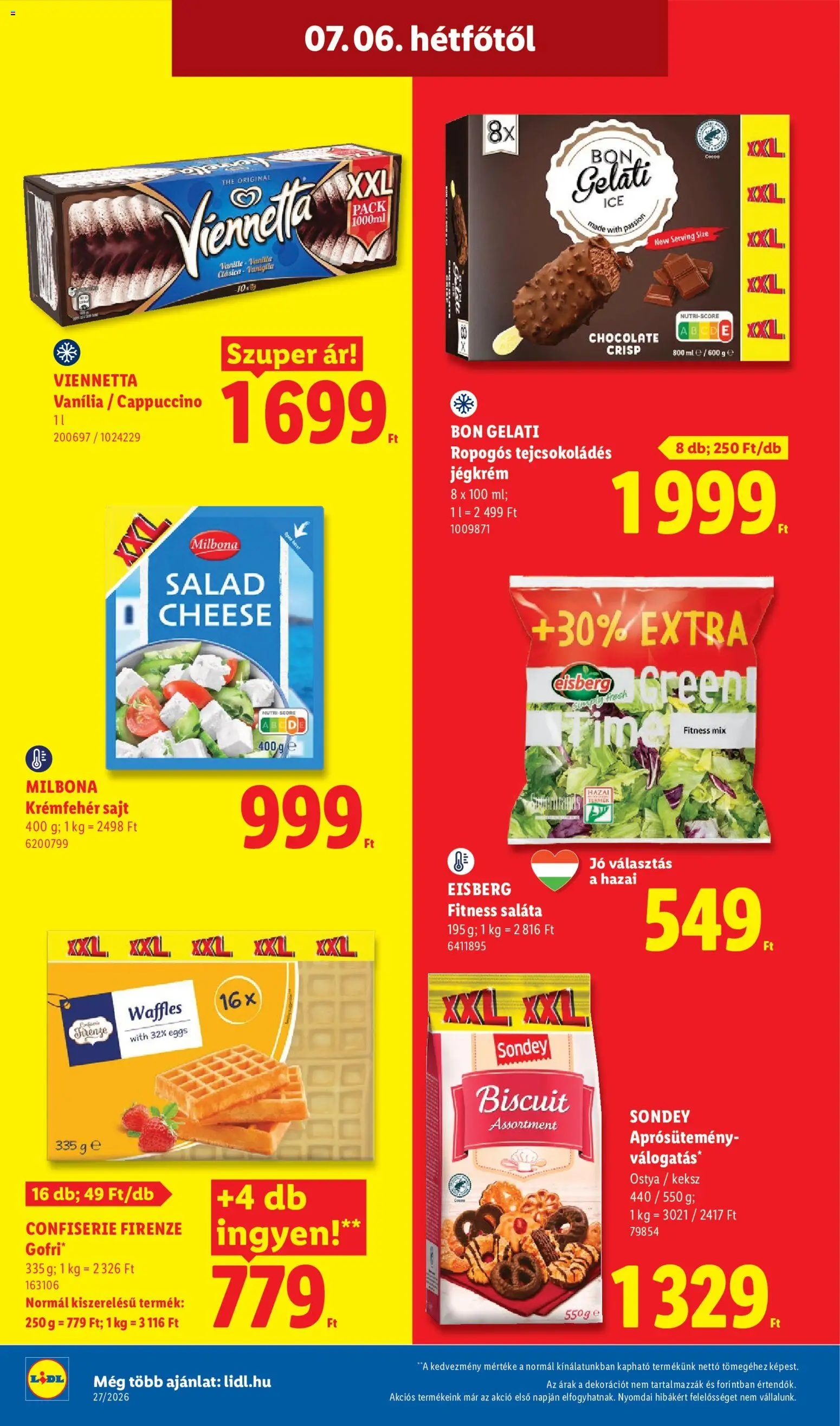 Lidl akciós ujság - amely érvényes a következő dátumtól: 2026.07.02. | Oldal: 82 | Termékek: Cappuccino, Sajt, Jégkrém, Saláta