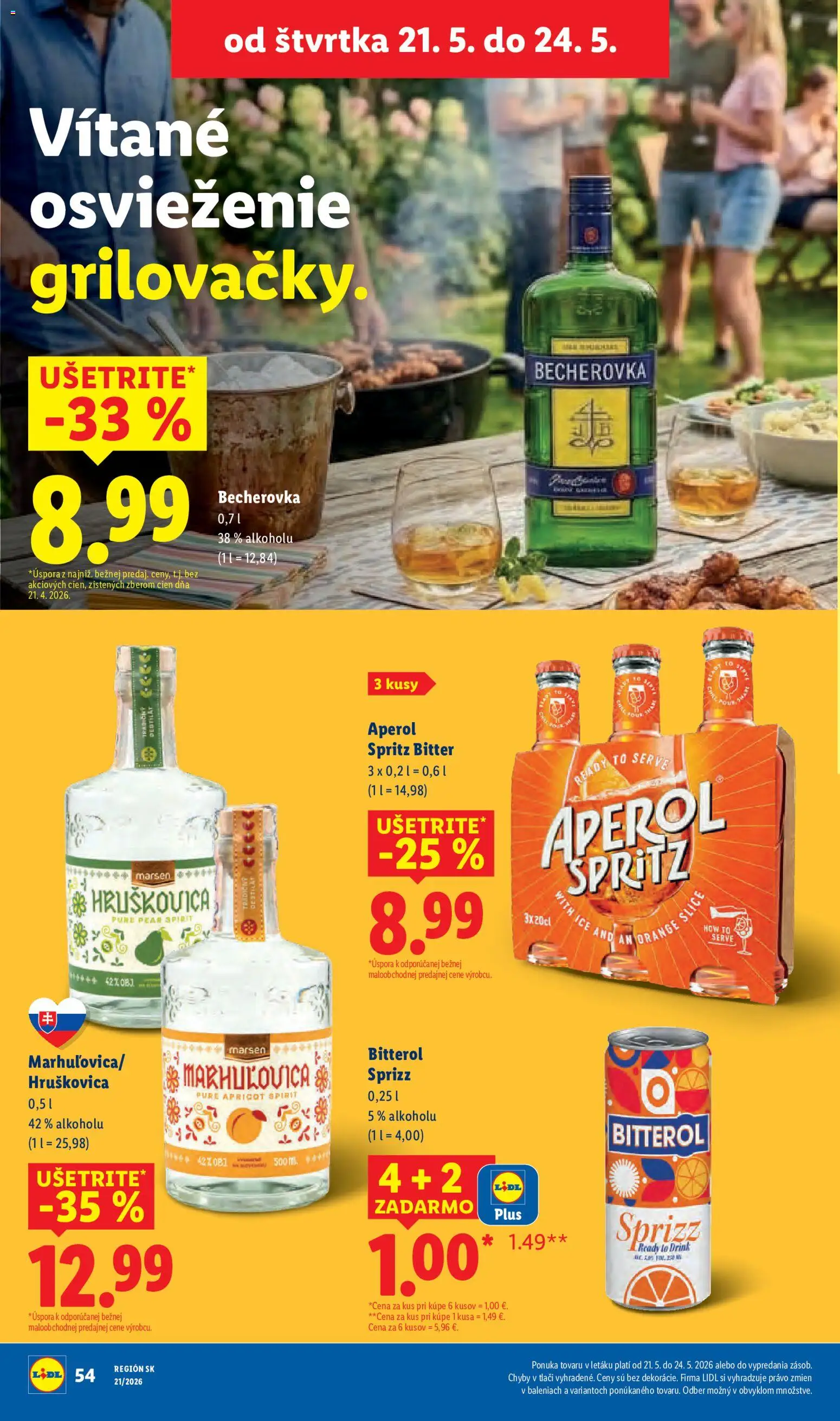 Nové Lidl akcie – leták je platný od 18.05.2026 | Strana: 68 | Produkty: Becherovka, Destilát, Aperol