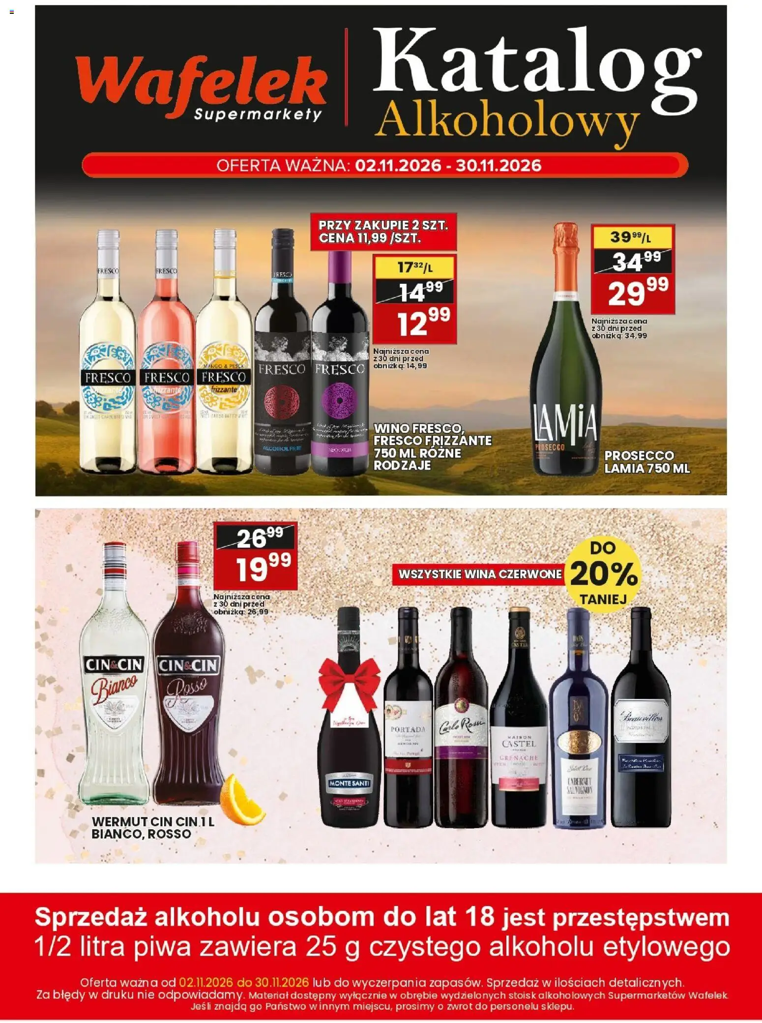 Wafelek gazetka alkoholowa od 02.11.2026 | Strona: 4 | Produkty: Cin&cin bianco, Wermut, Fresco, Carlo Rossi