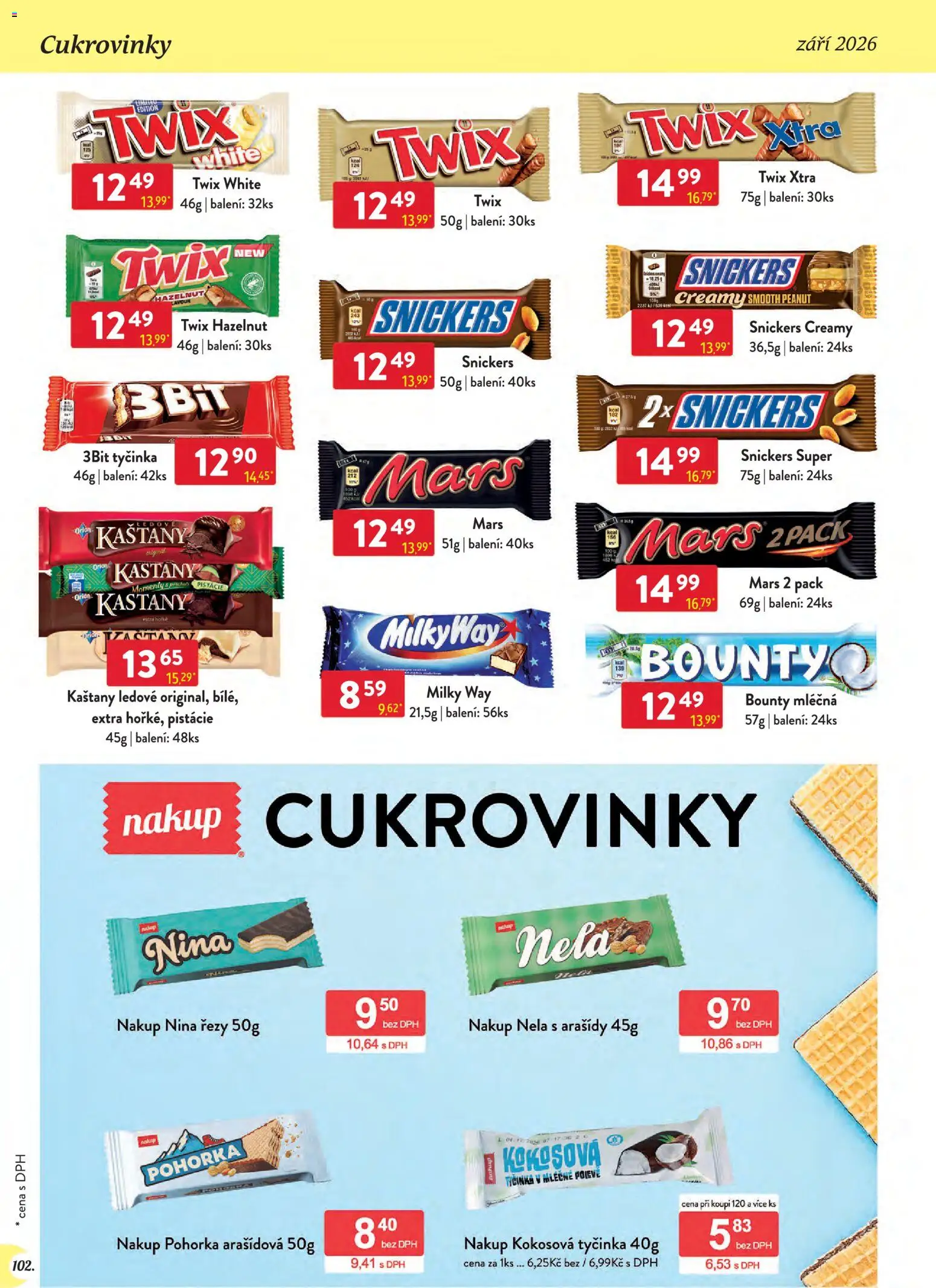 Astur & Qanto leták - Velkoobchod 09/2026 od 01.09.2026 | Strana: 102 | Produkty: Pistácie, Arašídy, Cukrovinky, Snickers