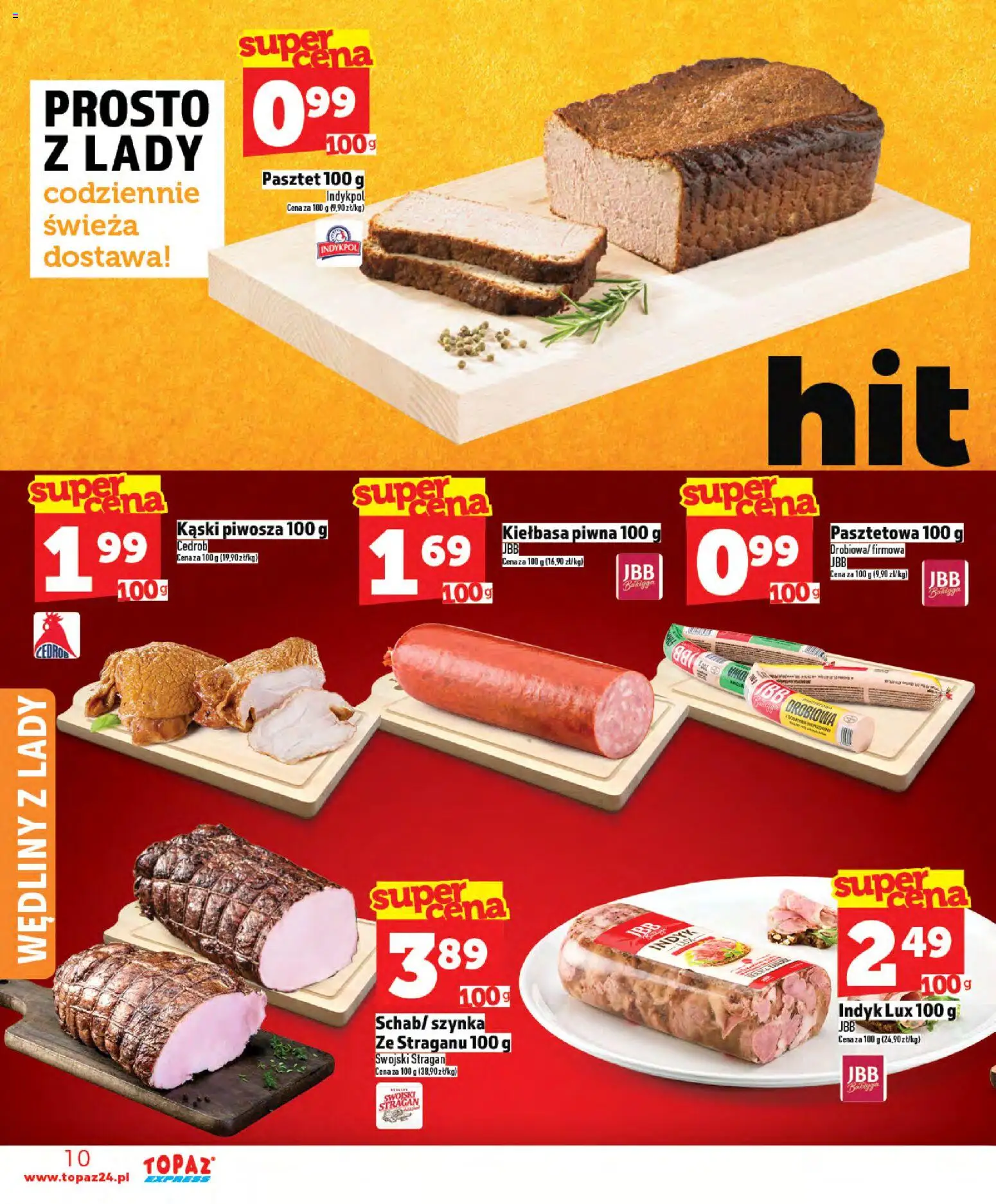 Topaz gazetka - Express od 21.05.2026 | Strona: 10 | Produkty: Kiełbasa, Szynka, Wędliny
