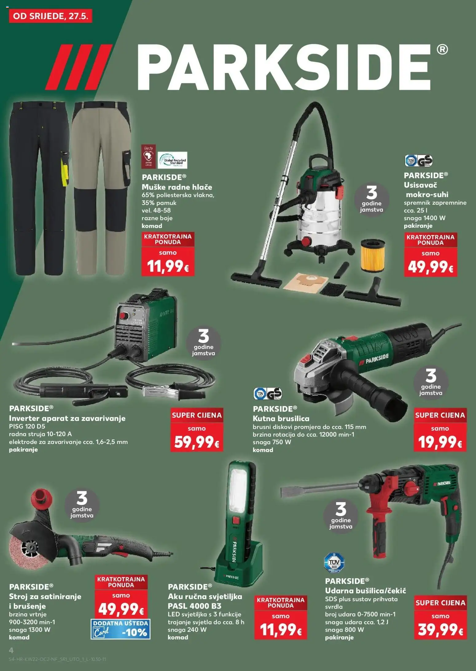 Kaufland katalog | vrijedi od 26.05.2026 | Stranica: 4 | Proizvodi: Usisavač, Brusilica, Svjetiljka, Parkside