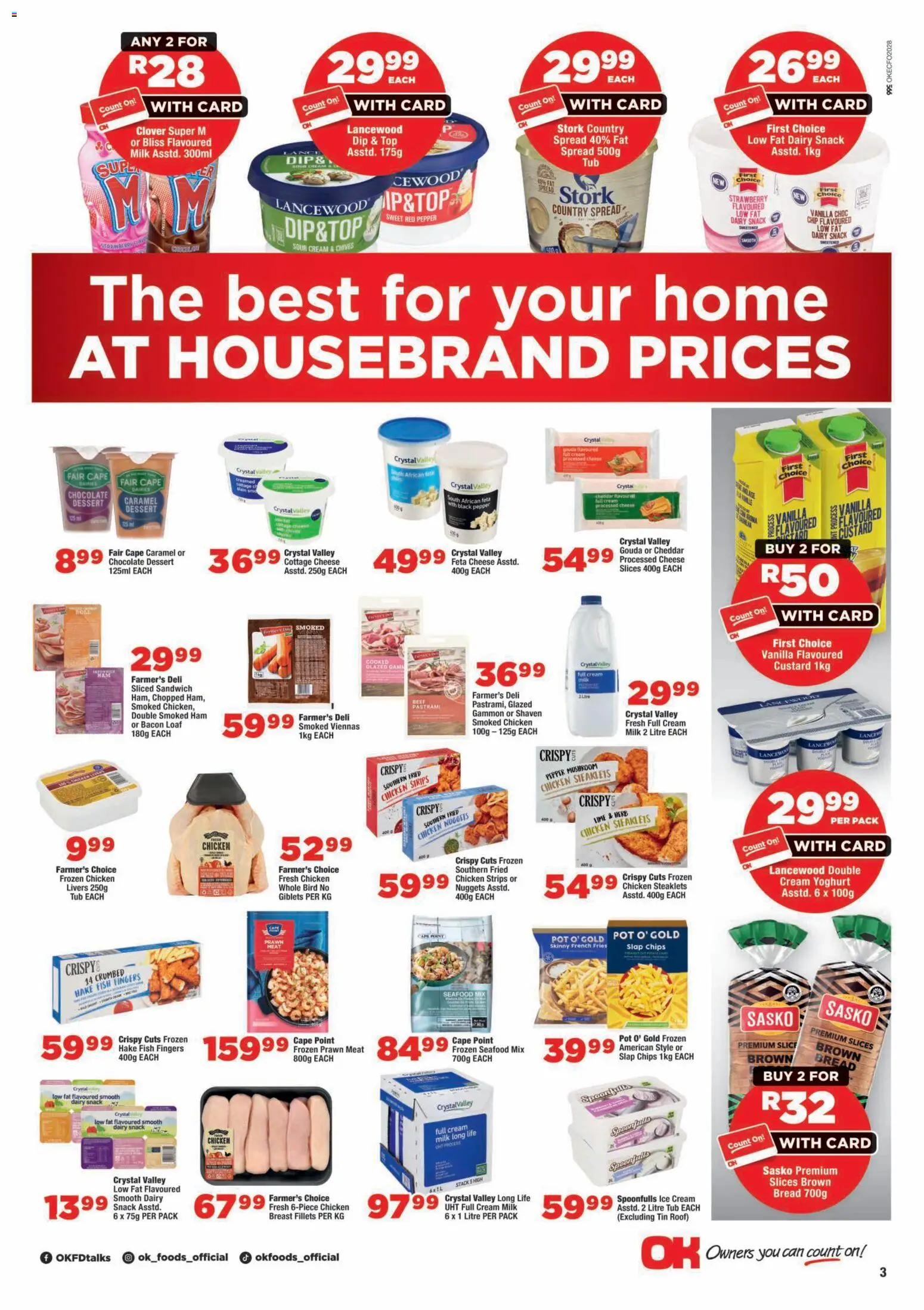 New OK Foods catalogue – valid from 12/08/2026 | Page: 3 | Products: Custard, Spread, Cream, Seafood