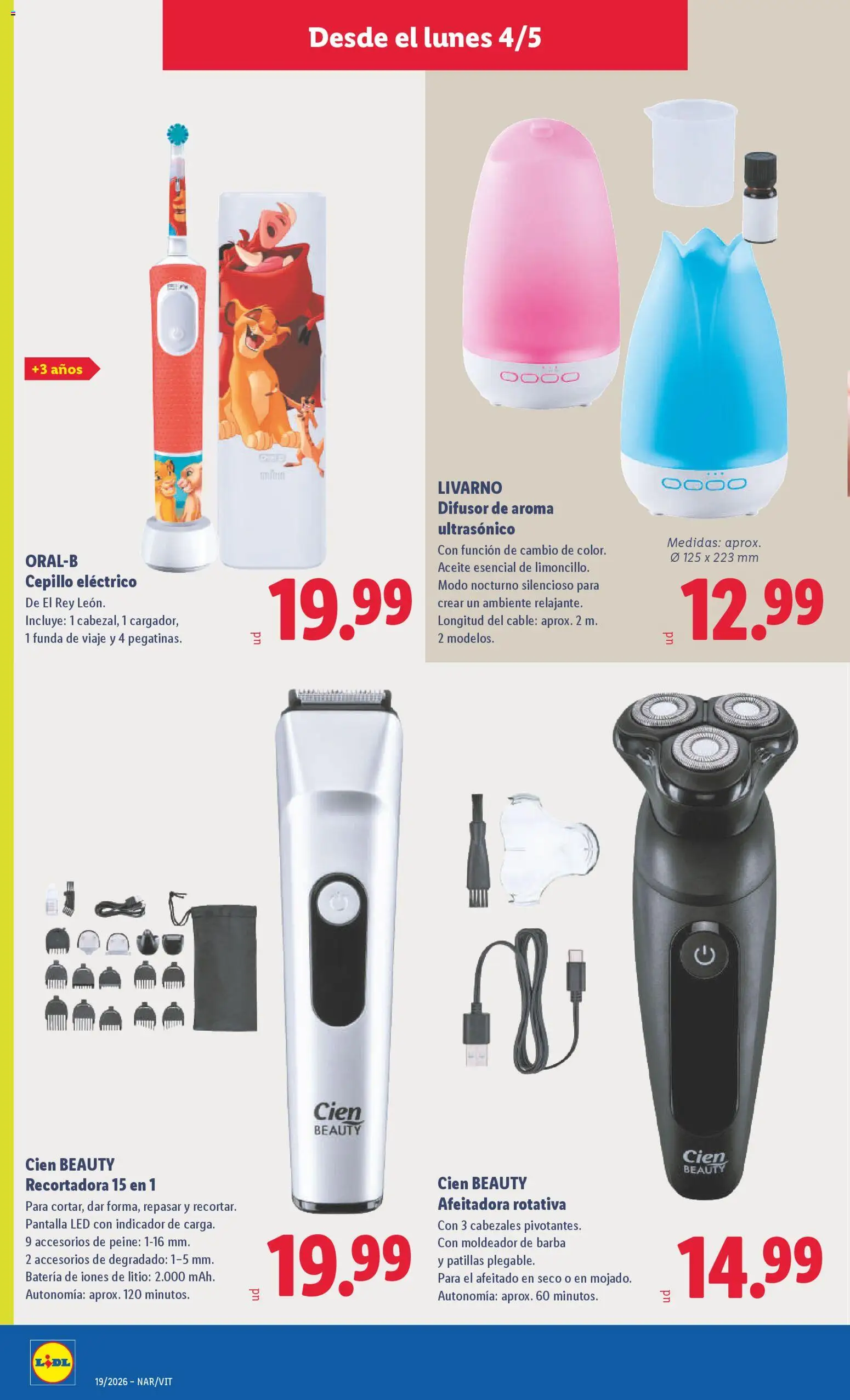 Lidl folleto de bazar │ válido desde el 04.05.2026 | Página: 14 | Productos: Aceite, Cable, Afeitadora, Batería