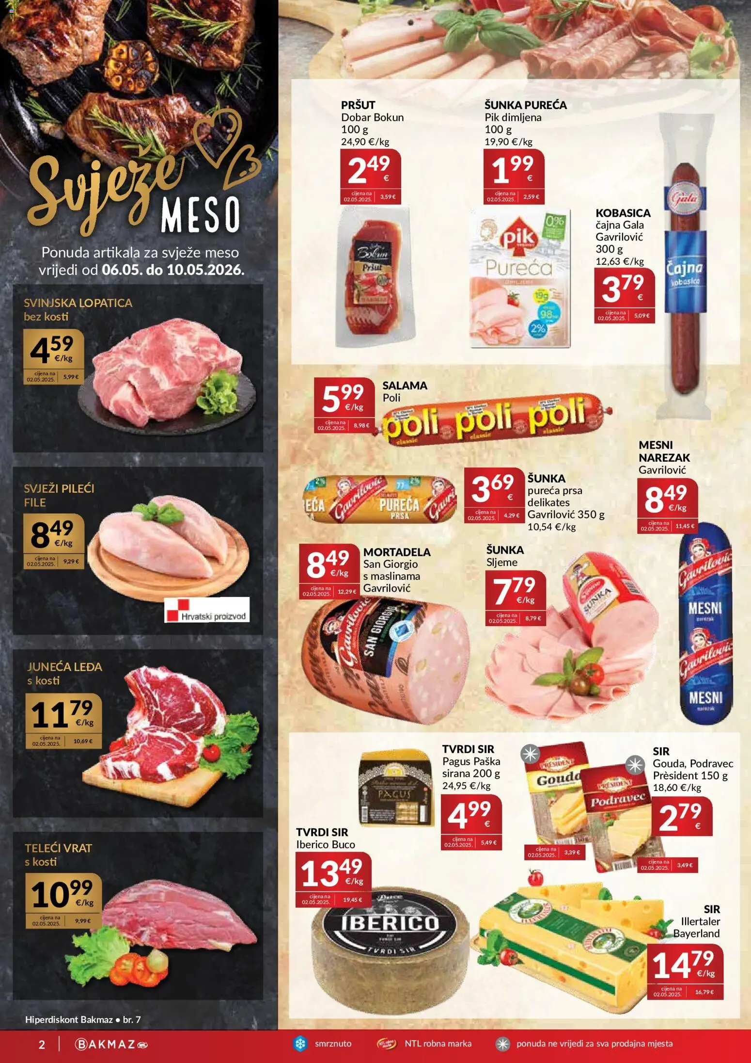 Bakmaz katalog | vrijedi od 06.05.2026 | Stranica: 2 | Proizvodi: Salama, Šunka, Mortadela, Lopatica
