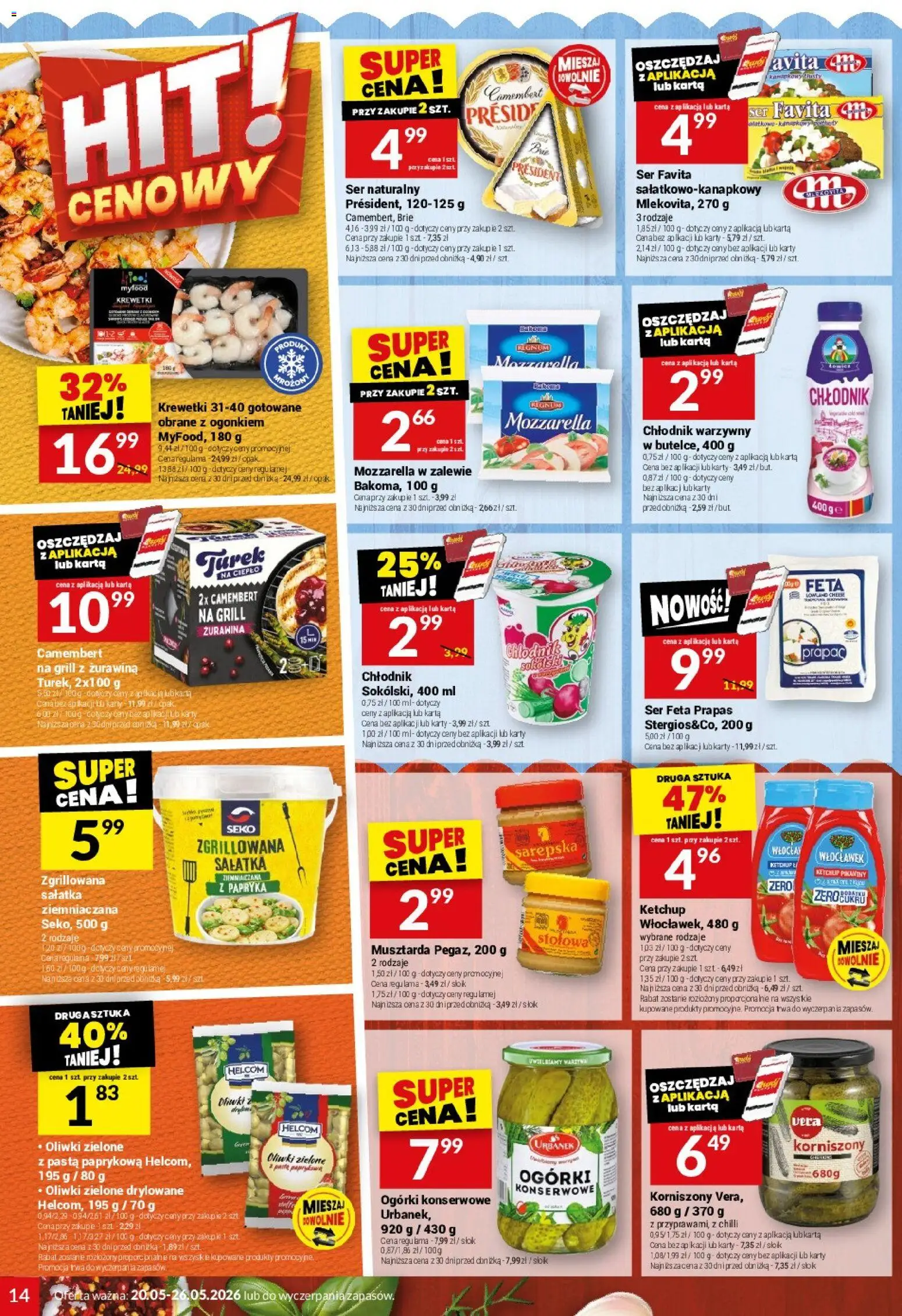 Twój Market gazetka od 20.05.2026 | Strona: 14 | Produkty: Ser favita, Żurawina, Sałatka, Ogórki konserwowe