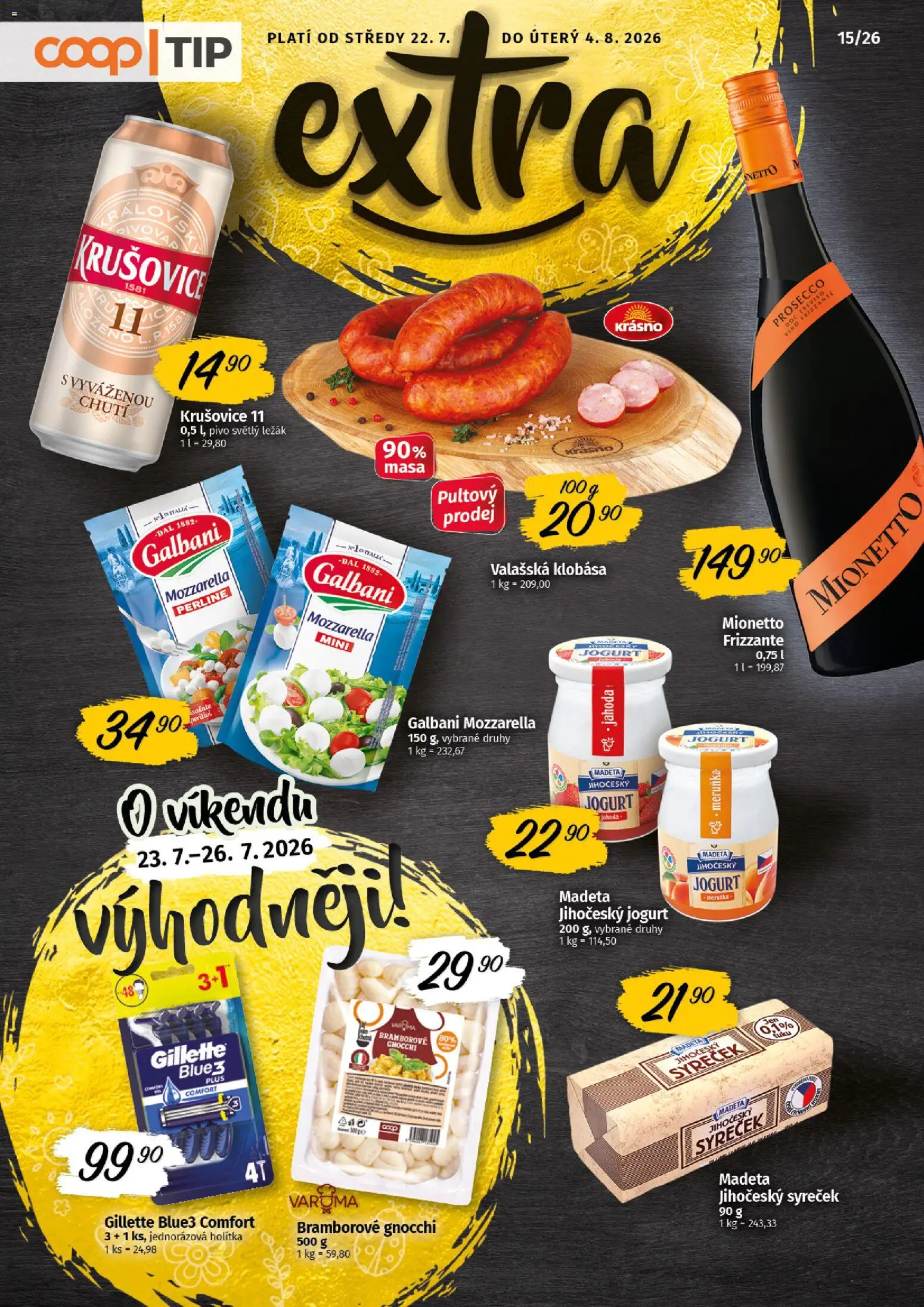 Coop leták - Tip Extra od 22.07.2026 | Strana: 1 | Produkty: Prosecco, Víno, Frizzante, Mozzarella