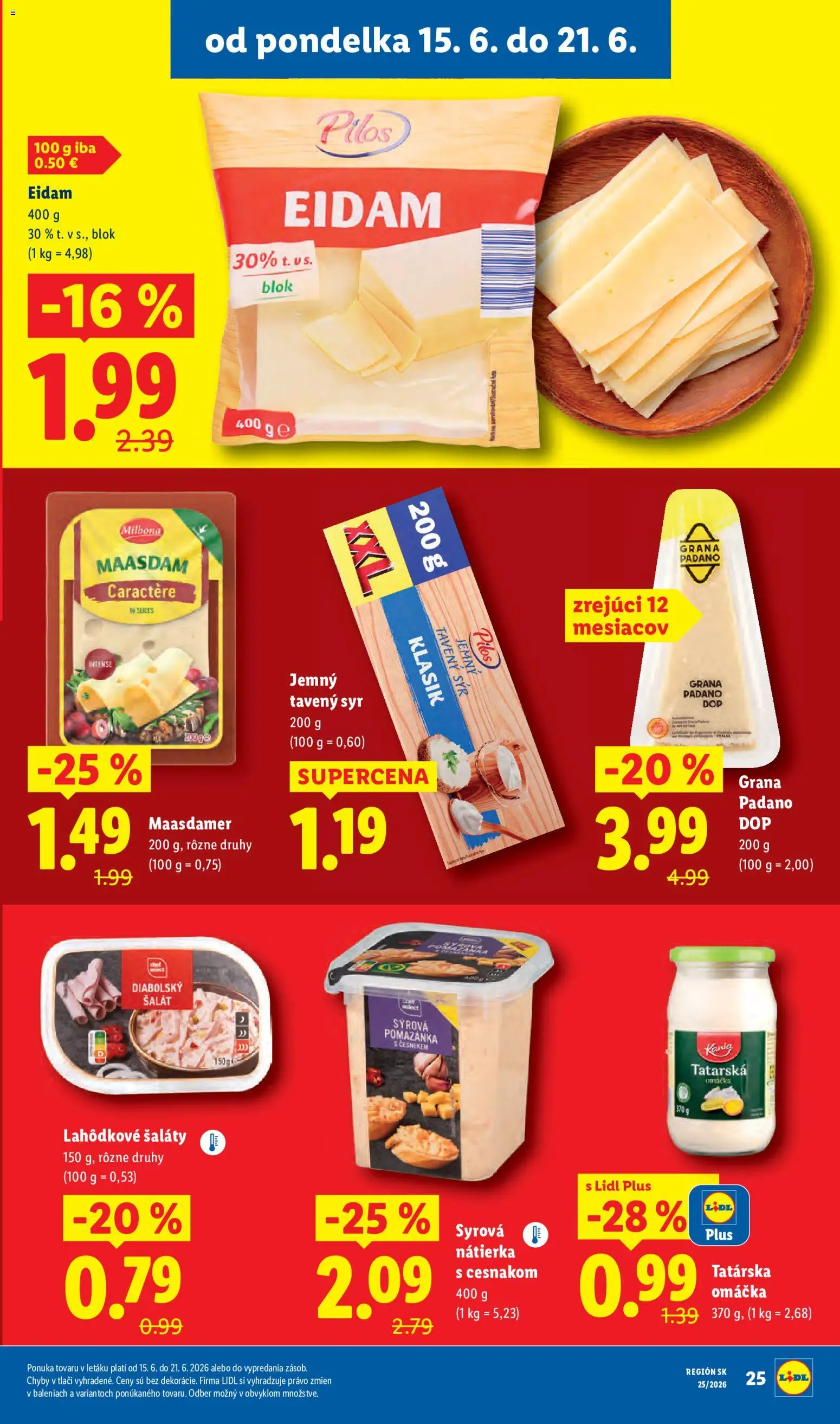 Nové Lidl akcie – leták je platný od 15.06.2026 | Strana: 35 | Produkty: Eidam, Šalát, Tatárska omáčka, Omáčka